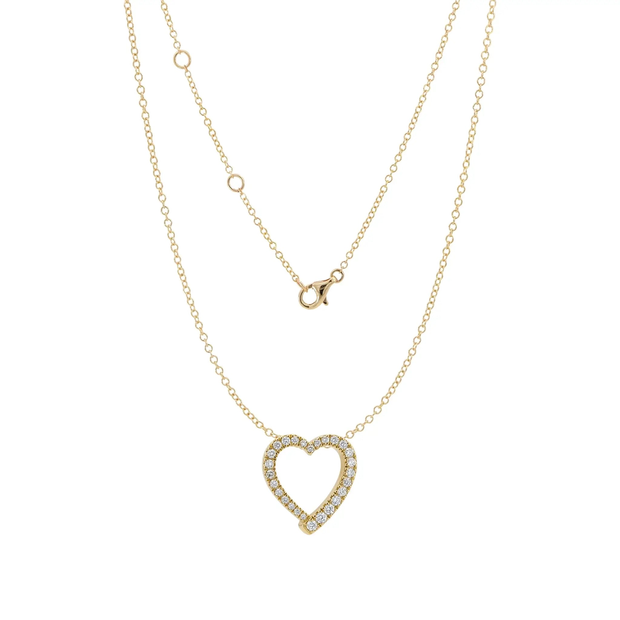 14K Yellow Gold Diamond Heart Pendant necklace