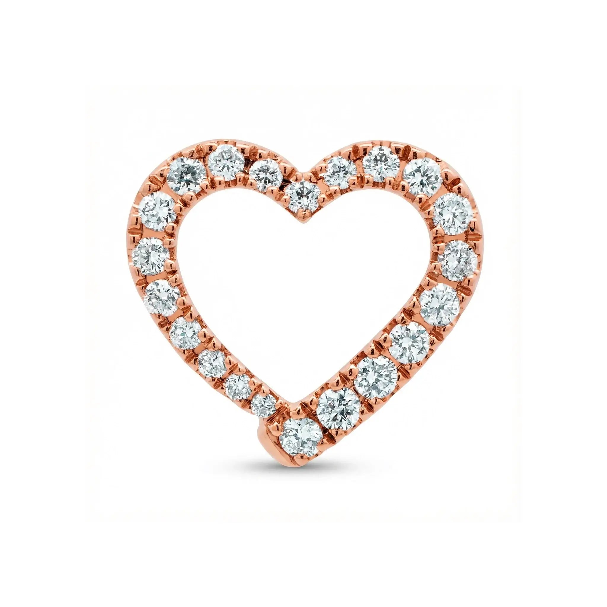 14K Yellow Gold Diamond Heart Pendant - rose gold