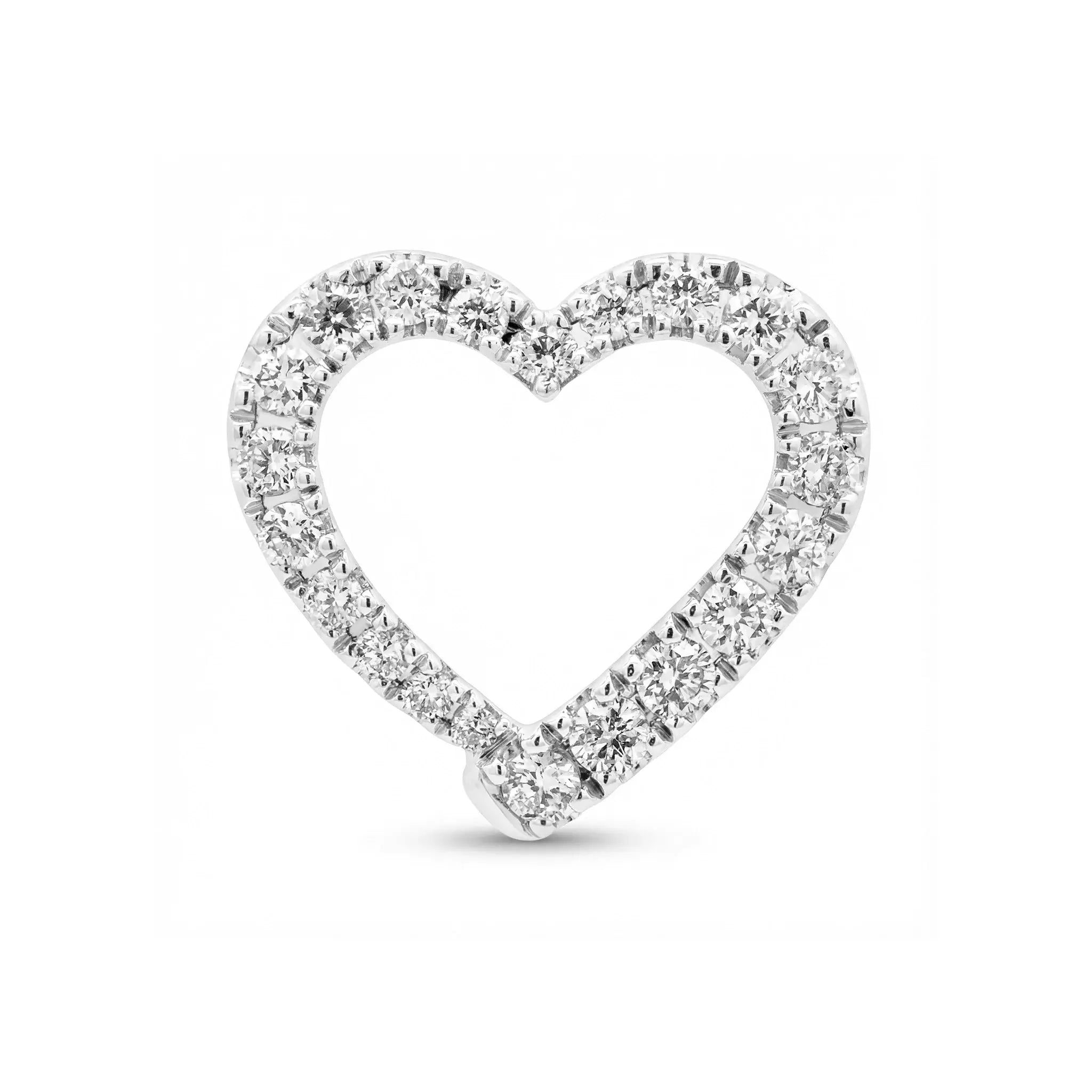 14K Yellow Gold Diamond Heart Pendant - white gold