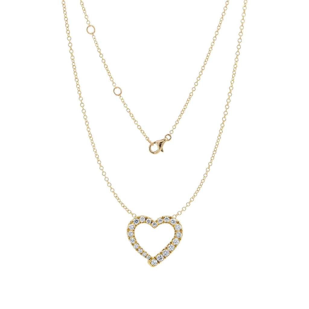 14K Yellow Gold Diamond Heart Pendant necklace