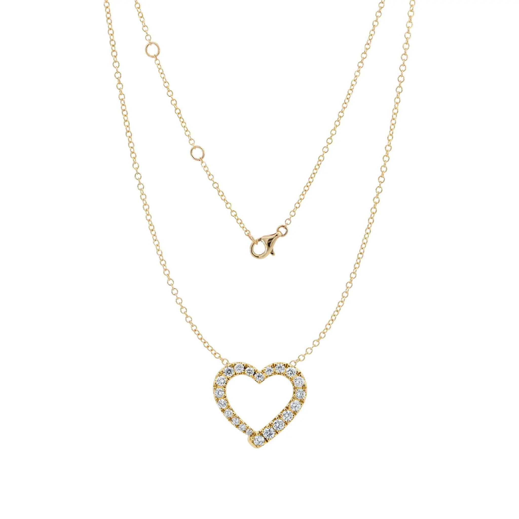 14K Yellow Gold Diamond Heart Pendant necklace