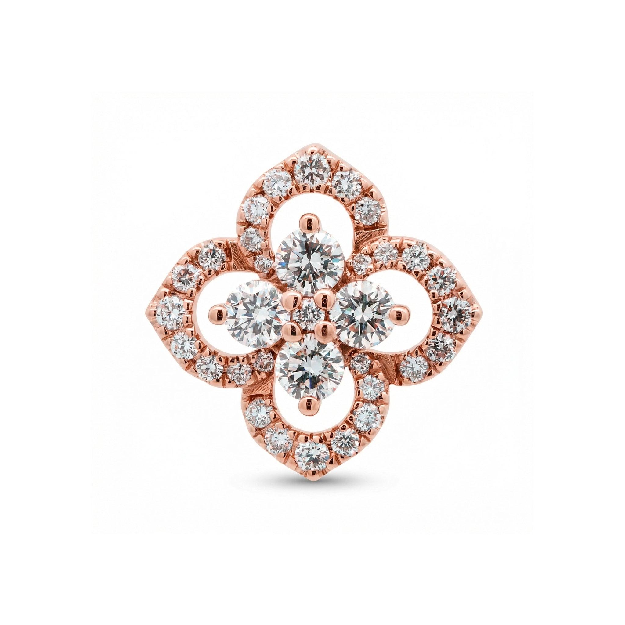 14K Yellow Gold Diamond 4 Leaf Clover Pendant - Rose Gold