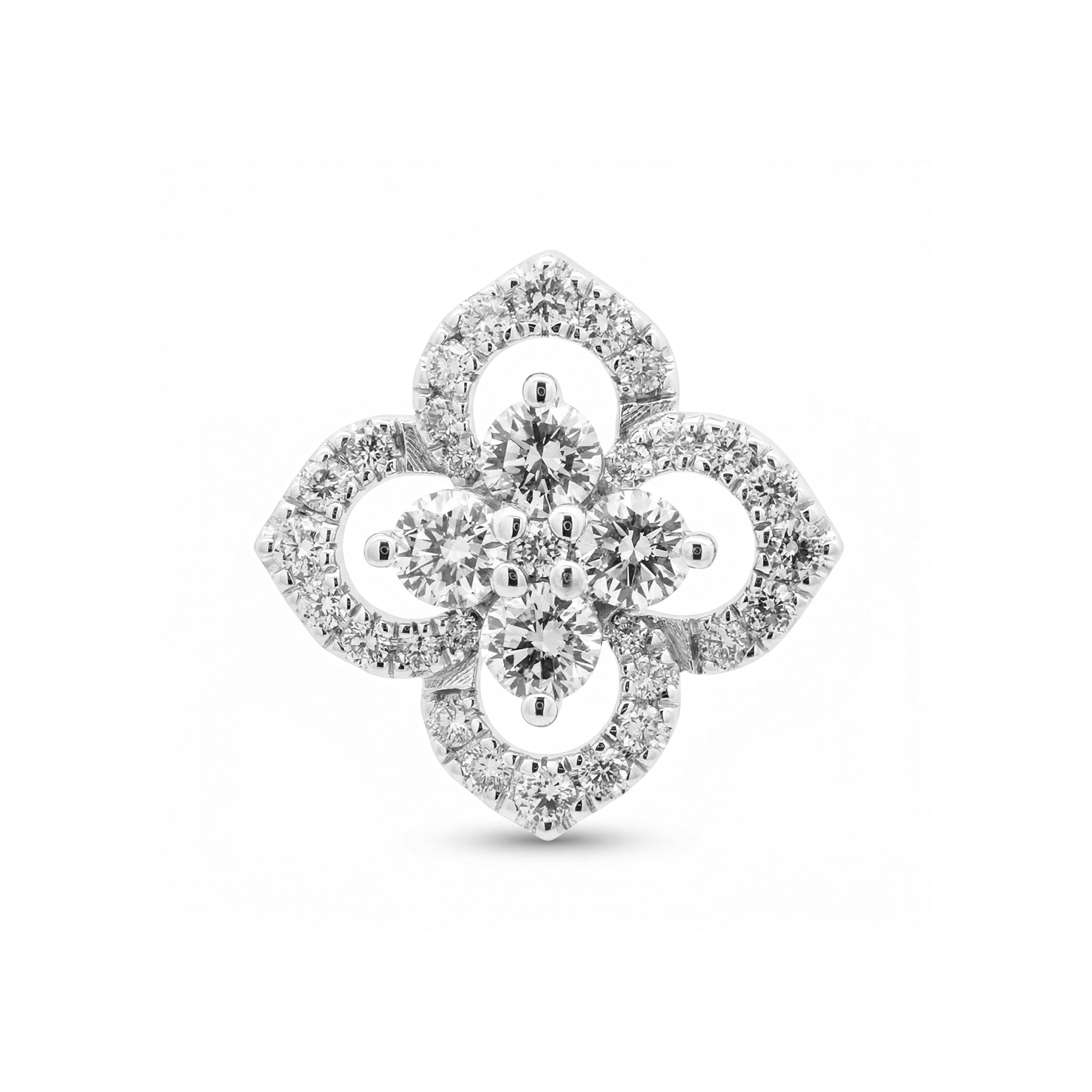 14K Yellow Gold Diamond 4 Leaf Clover Pendant - White Gold