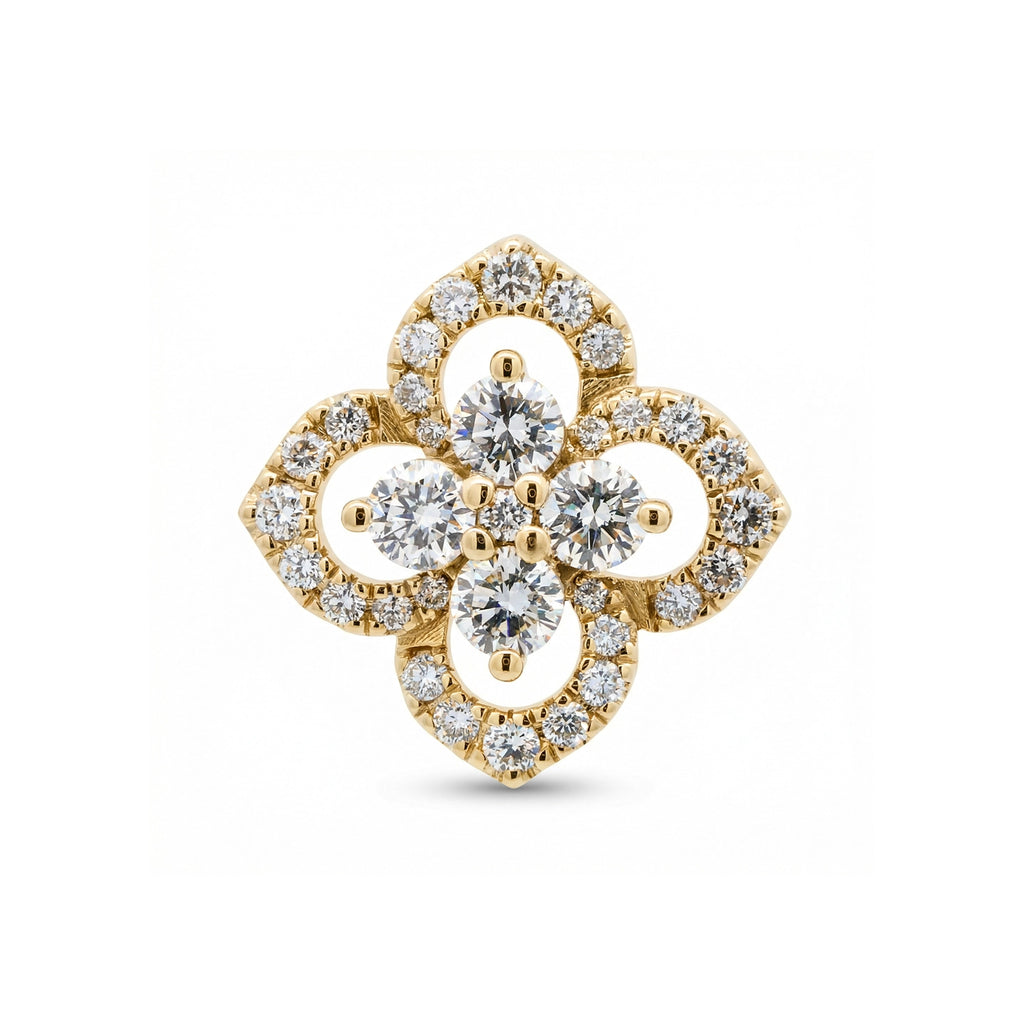 14K Yellow Gold Diamond 4 Leaf Clover Pendant