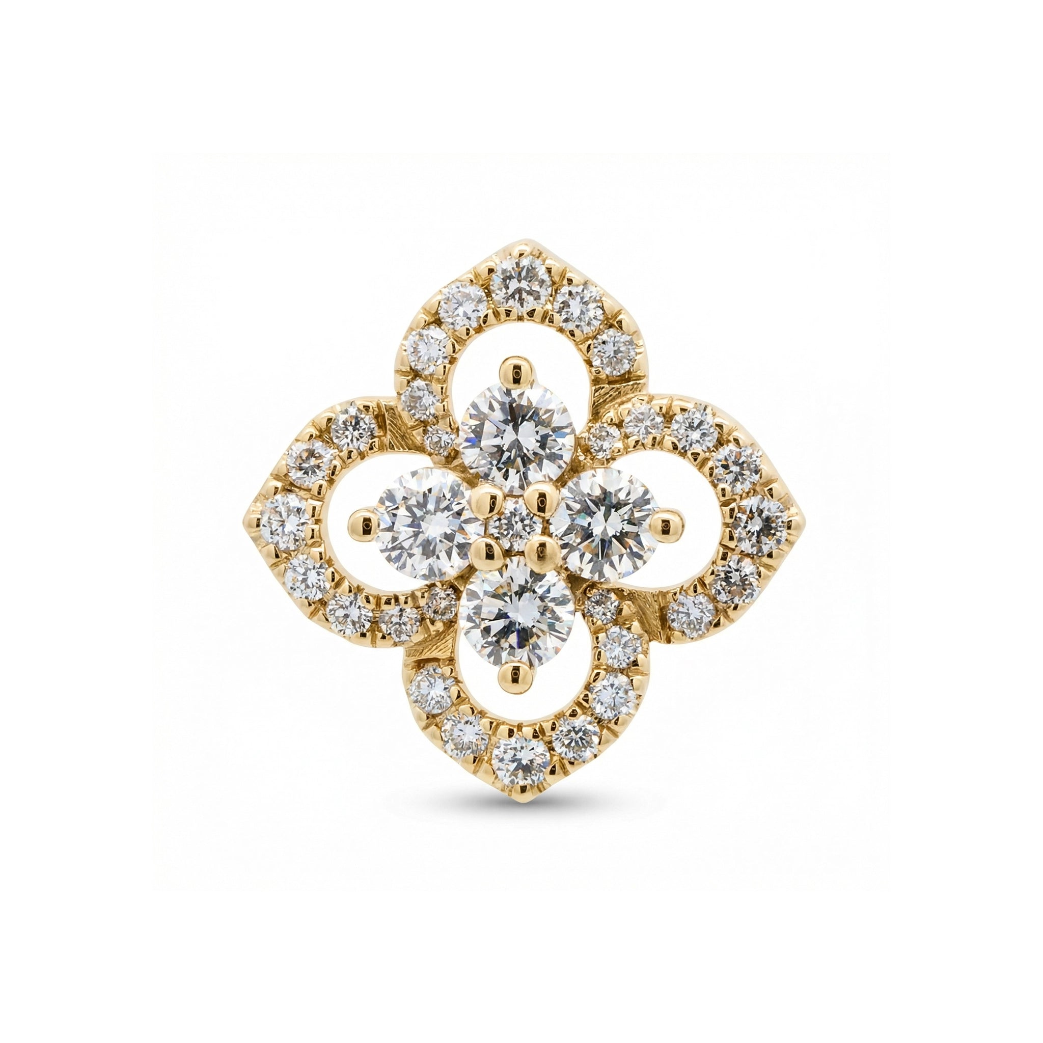 14K Yellow Gold Diamond 4 Leaf Clover Pendant