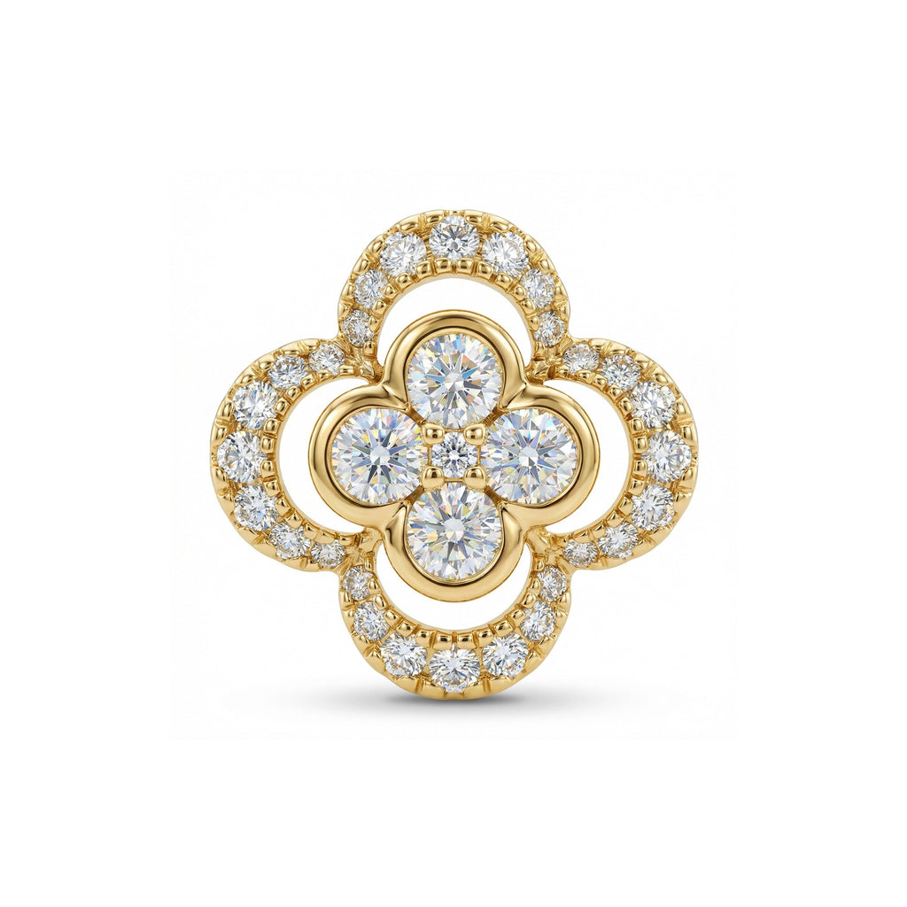 BeBling 14K Yellow Gold Diamond 4 Leaf Clover Pendant - front view