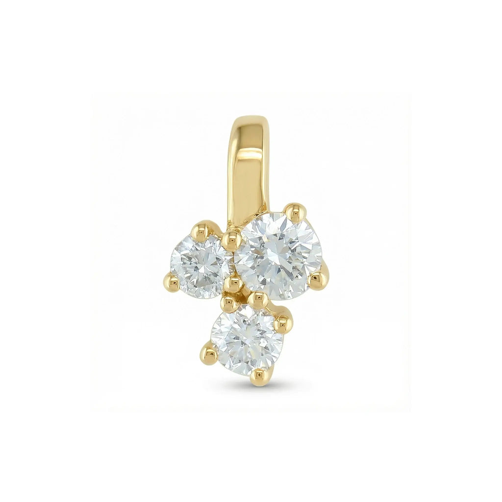 14K Yellow Gold 3 Stone Diamond Pendant