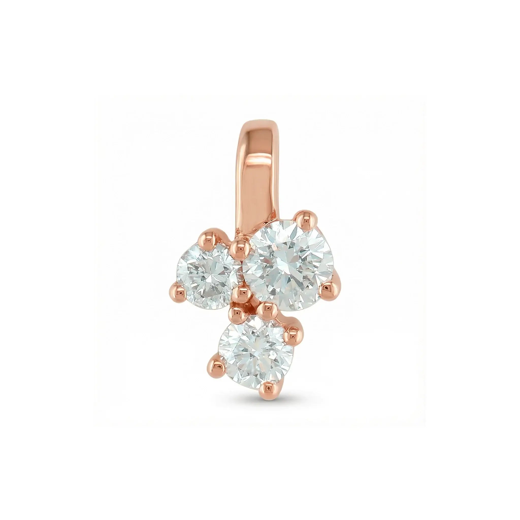 14K Yellow Gold 3 Stone Diamond Pendant - rose gold