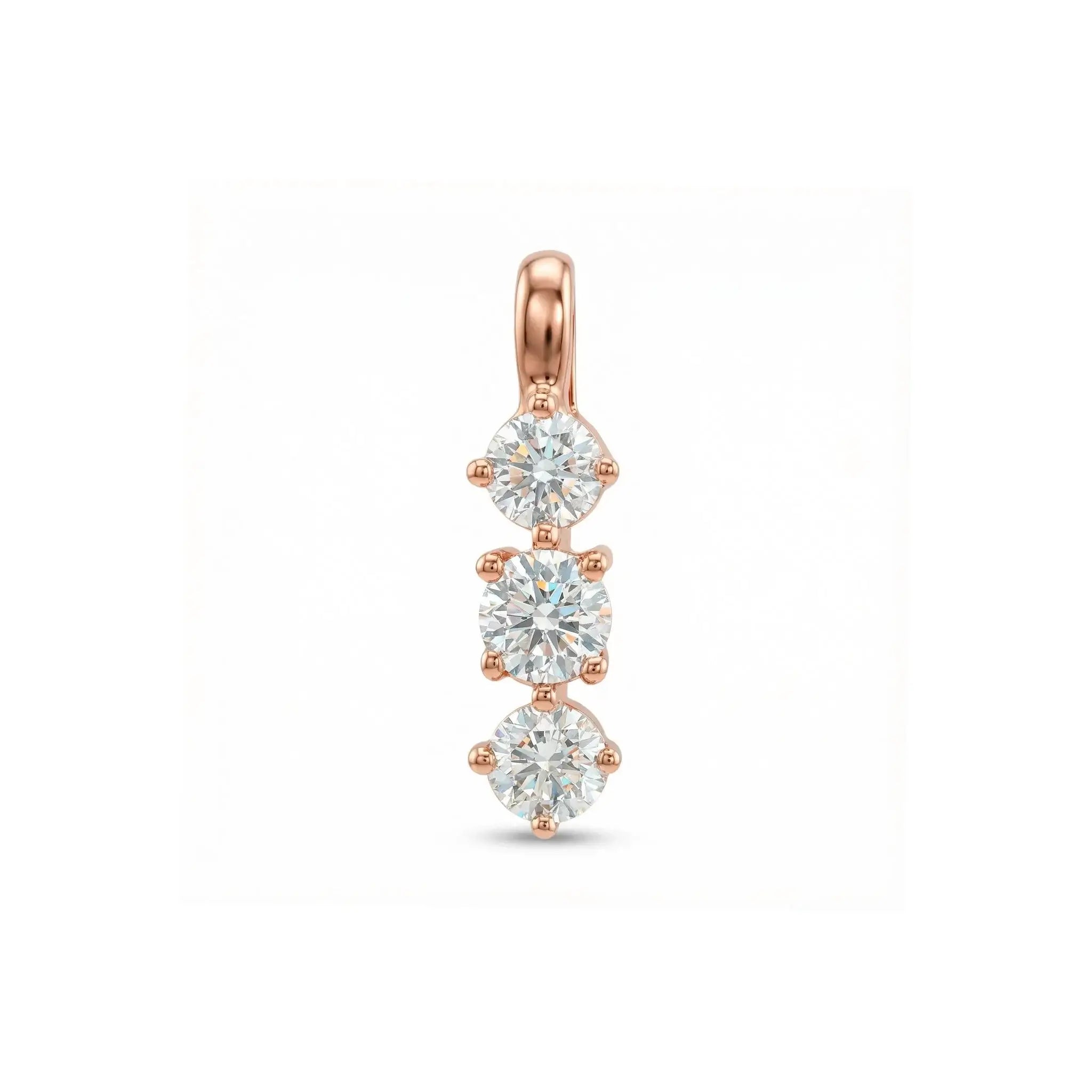 14K Yellow Gold 3 Stone Diamond Pendant - rose gold