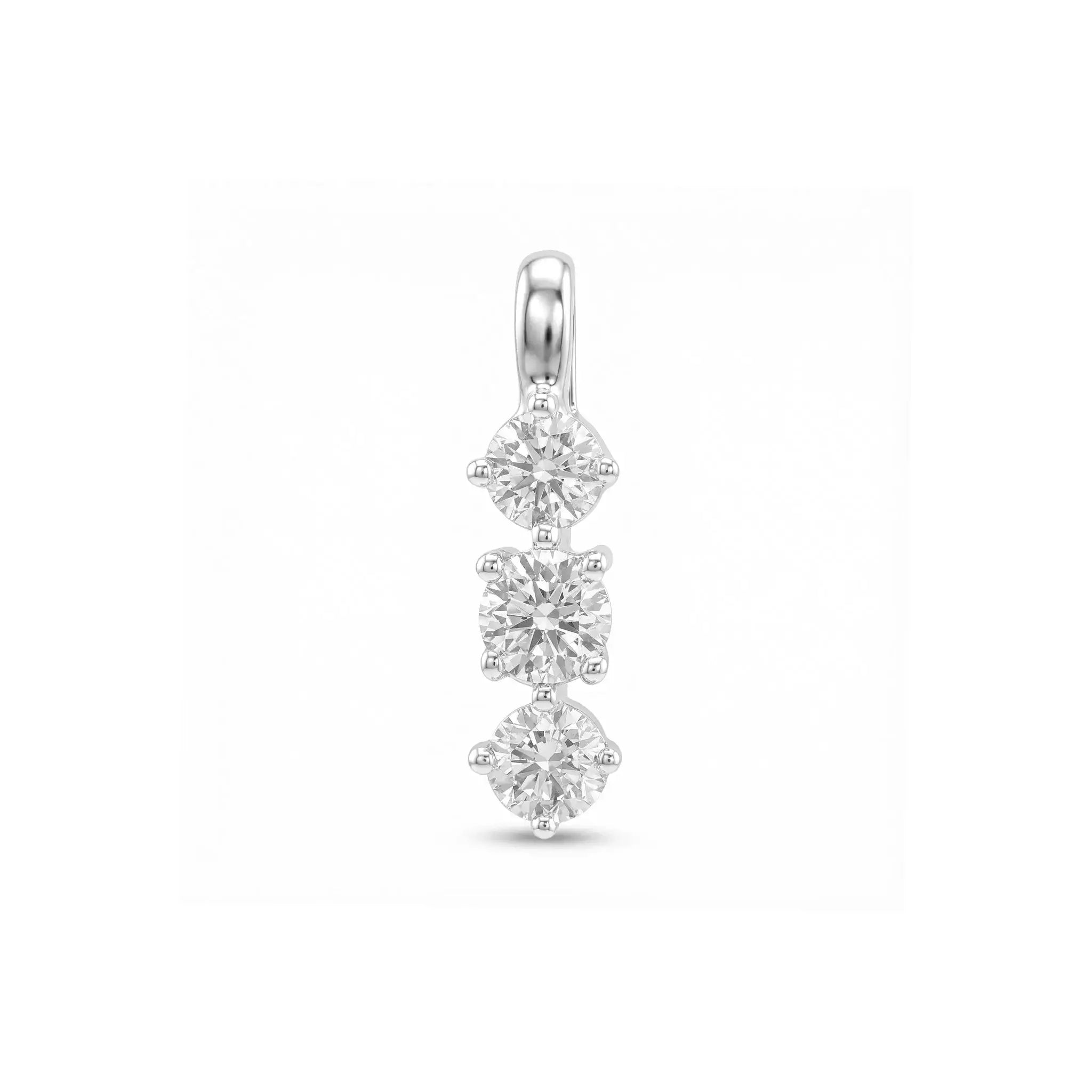 14K Yellow Gold 3 Stone Diamond Pendant - white gold