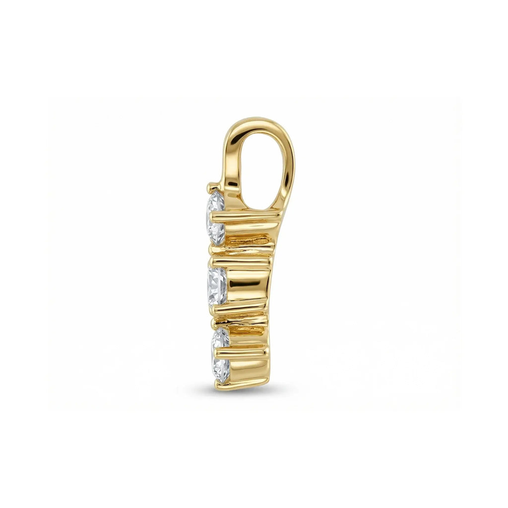 14K Yellow Gold 3 Stone Diamond Pendant