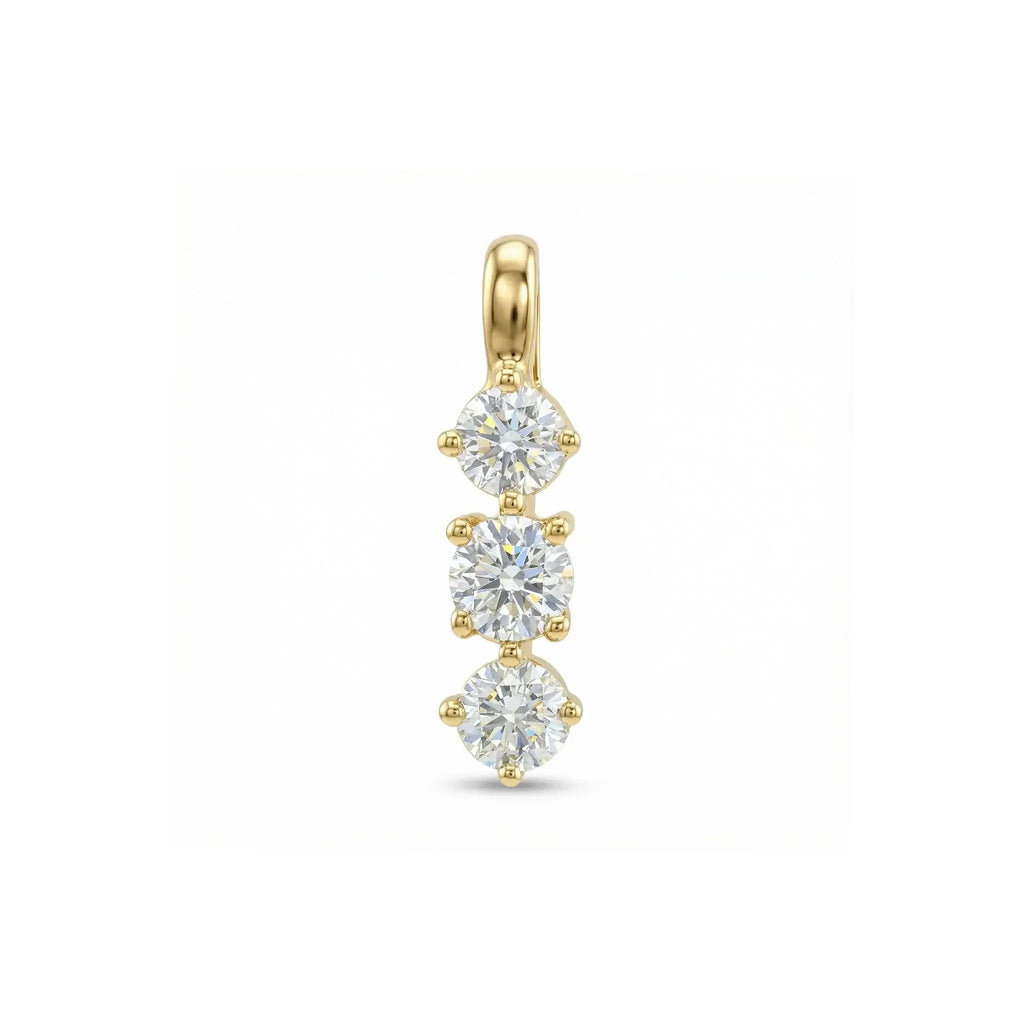 14K Yellow Gold 3 Stone Diamond Pendant