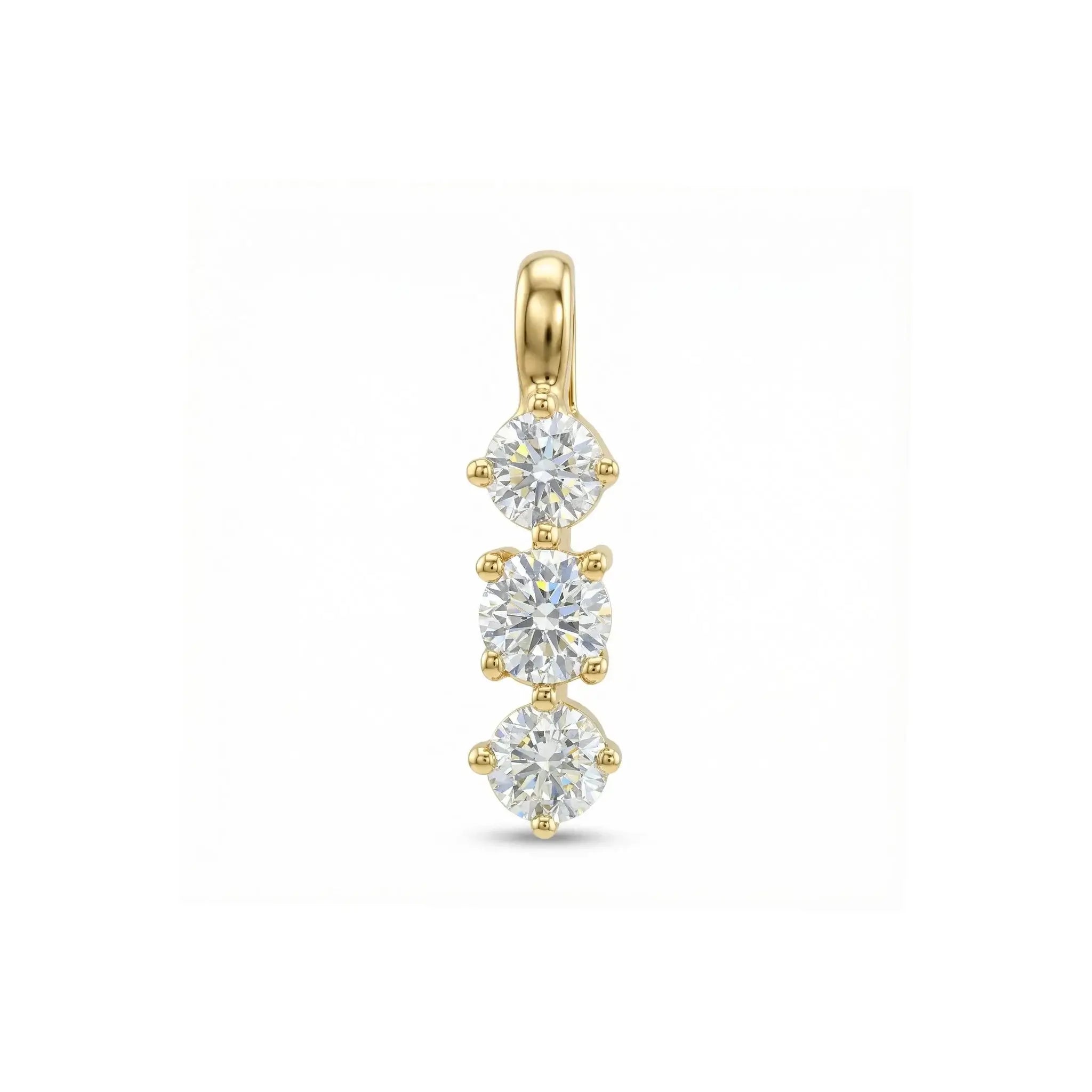 14K Yellow Gold 3 Stone Diamond Pendant