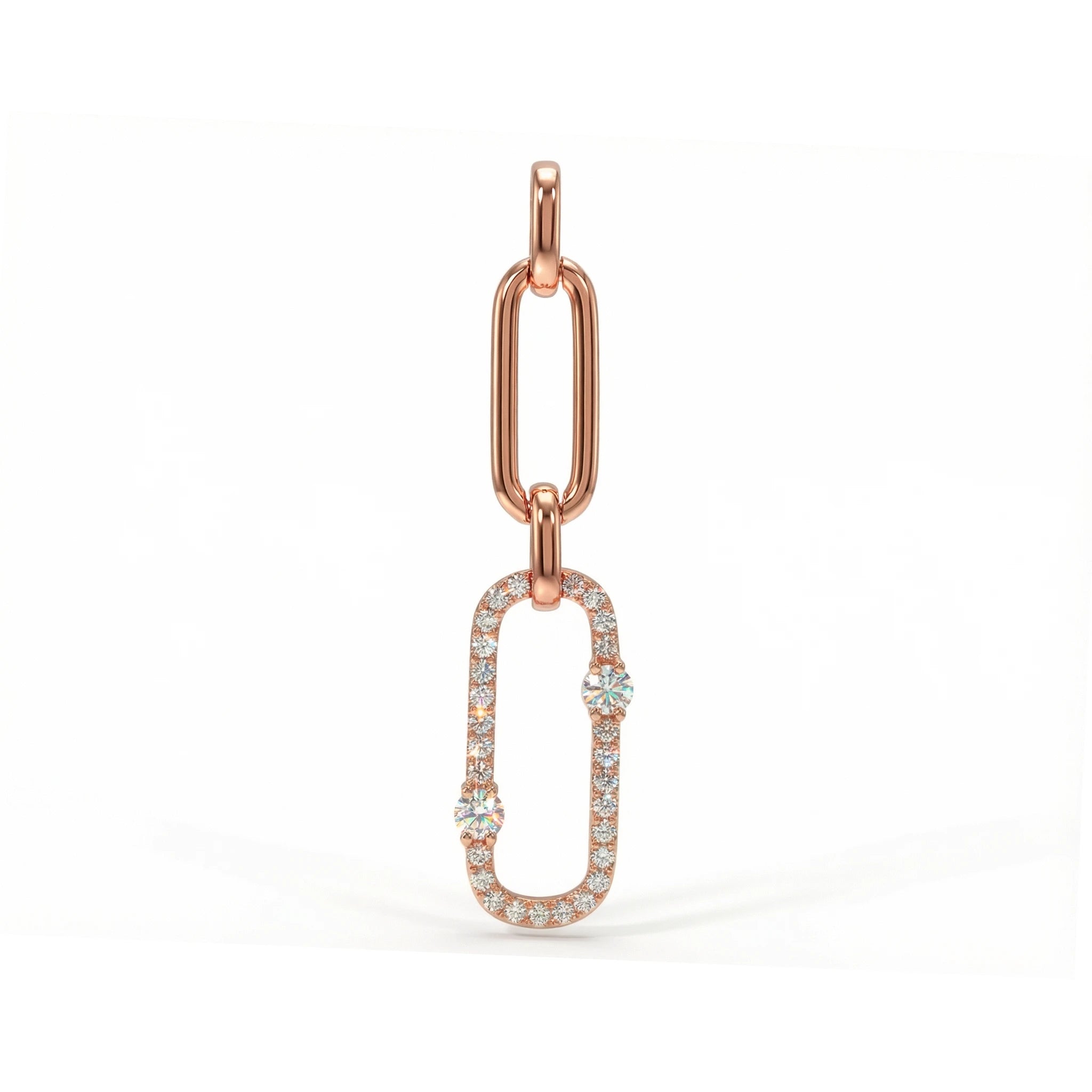 14K Yellow Gold Paperclip Link Diamond Pendant