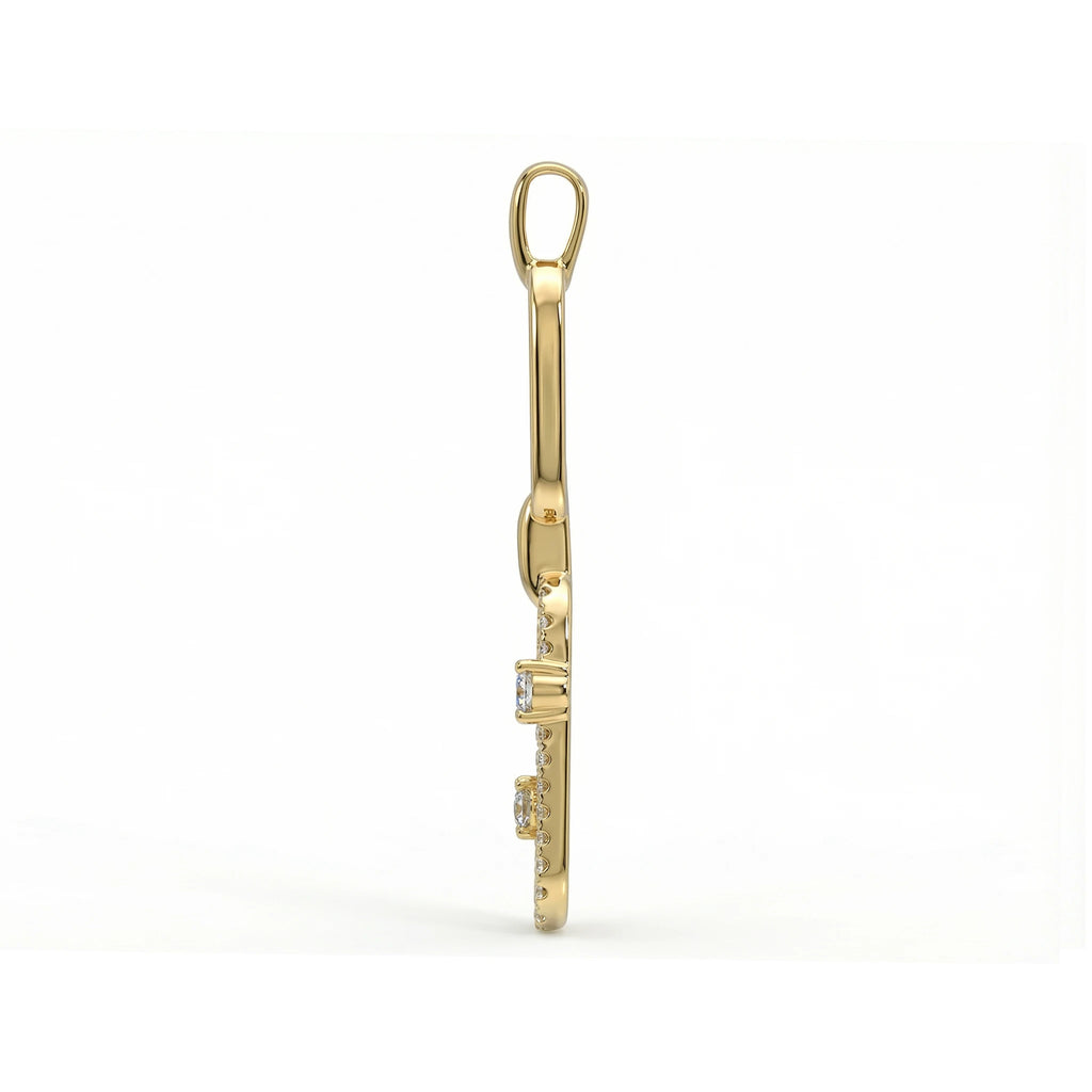 14K Yellow Gold Paperclip Link Diamond Pendant