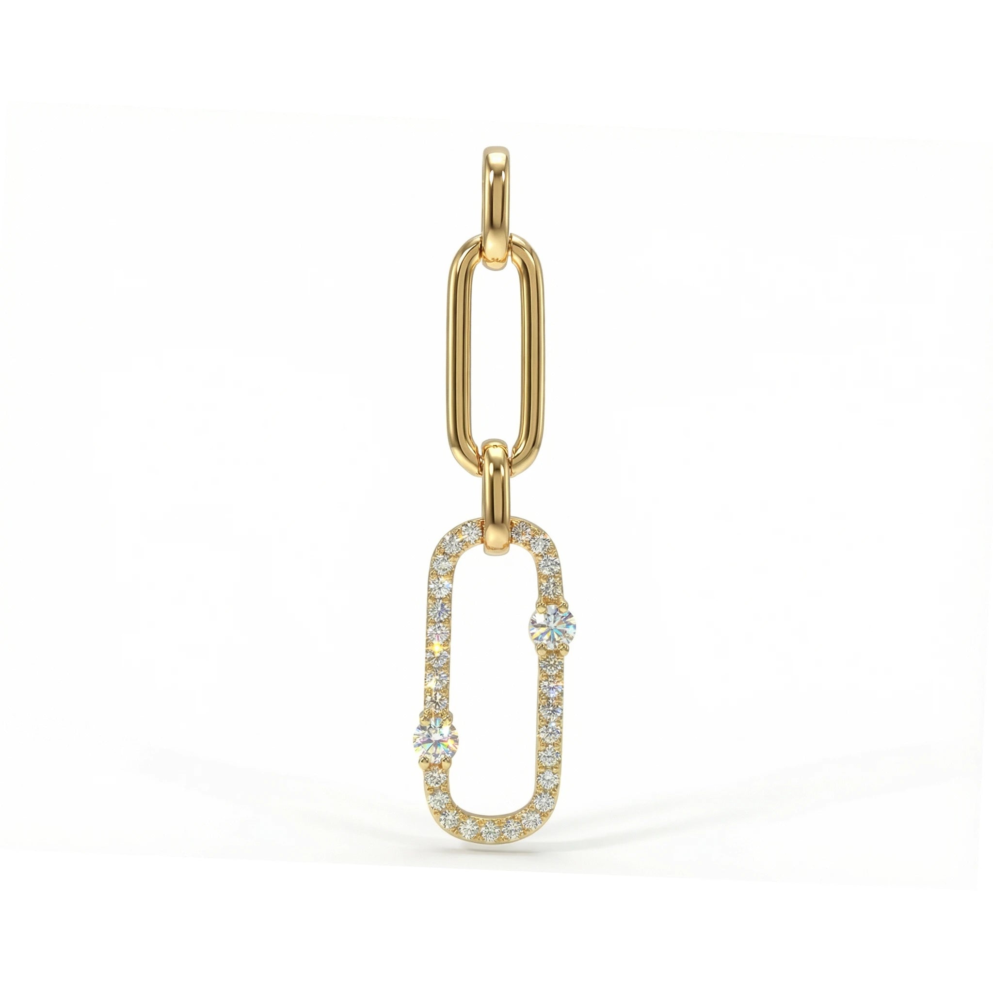 14K Yellow Gold Paperclip Link Diamond Pendant