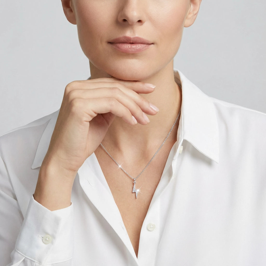 14K White Gold Lightning Diamond Pendant