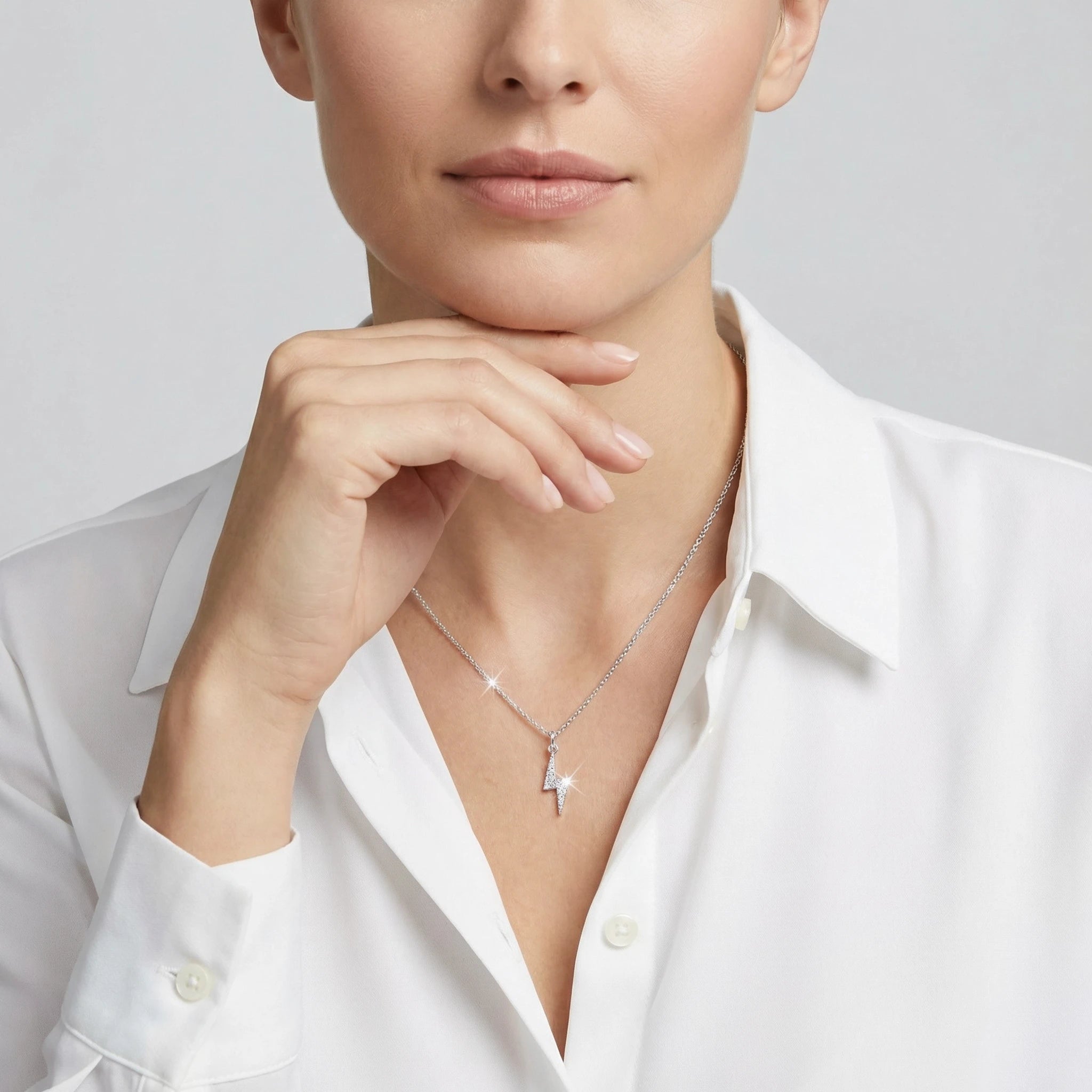 14K White Gold Lightning Diamond Pendant