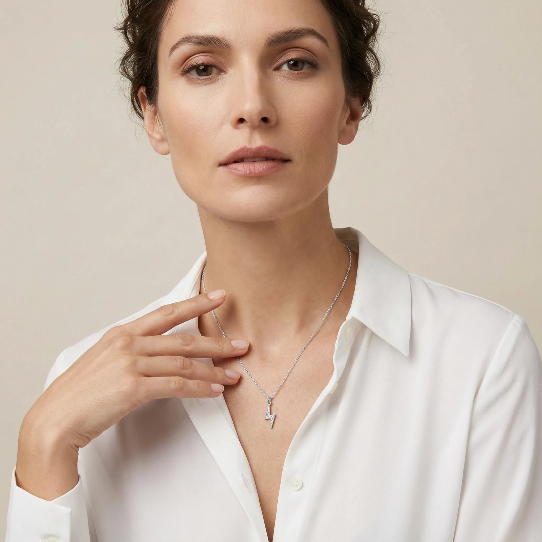 14K White Gold Lightning Diamond Pendant