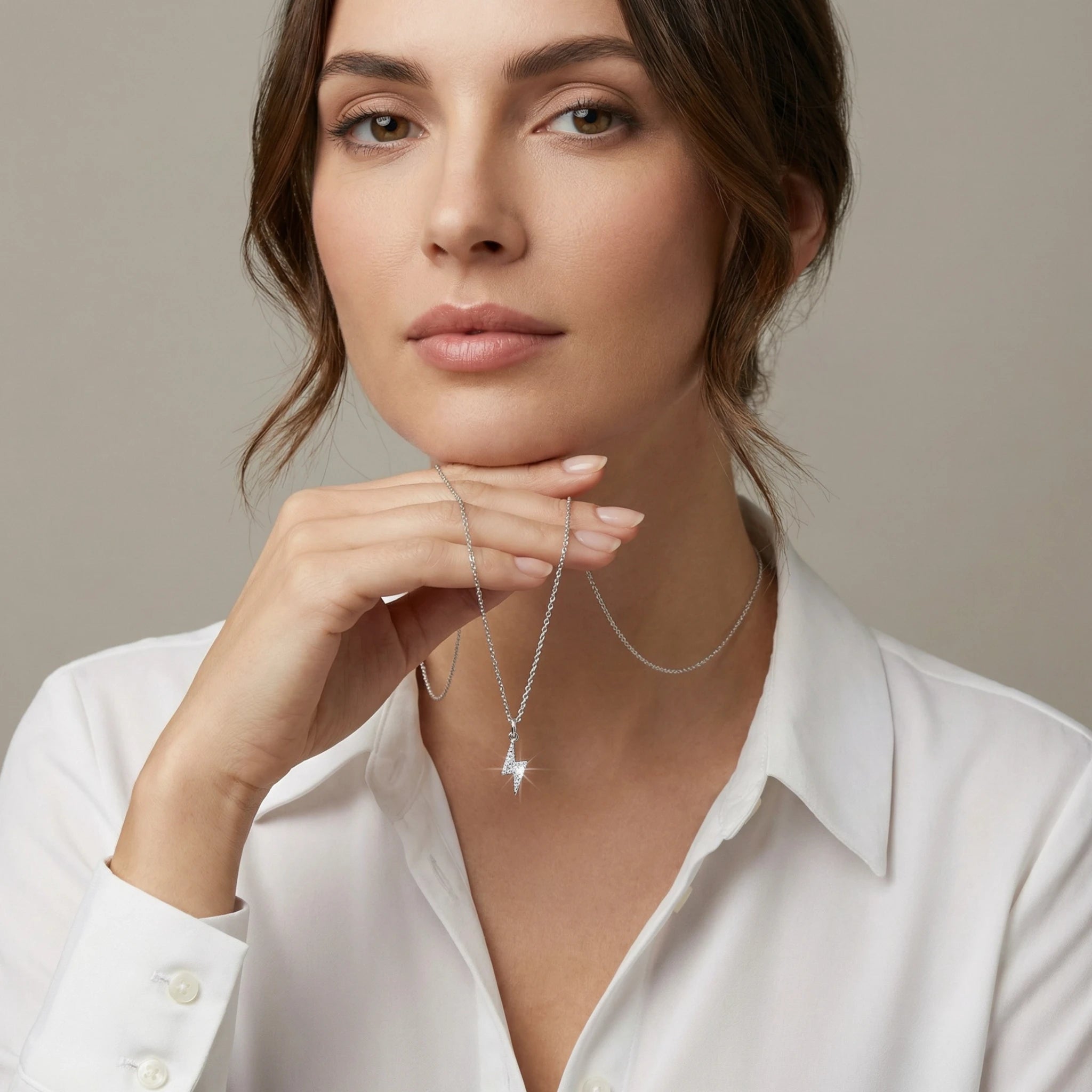 14K White Gold Lightning Diamond Pendant