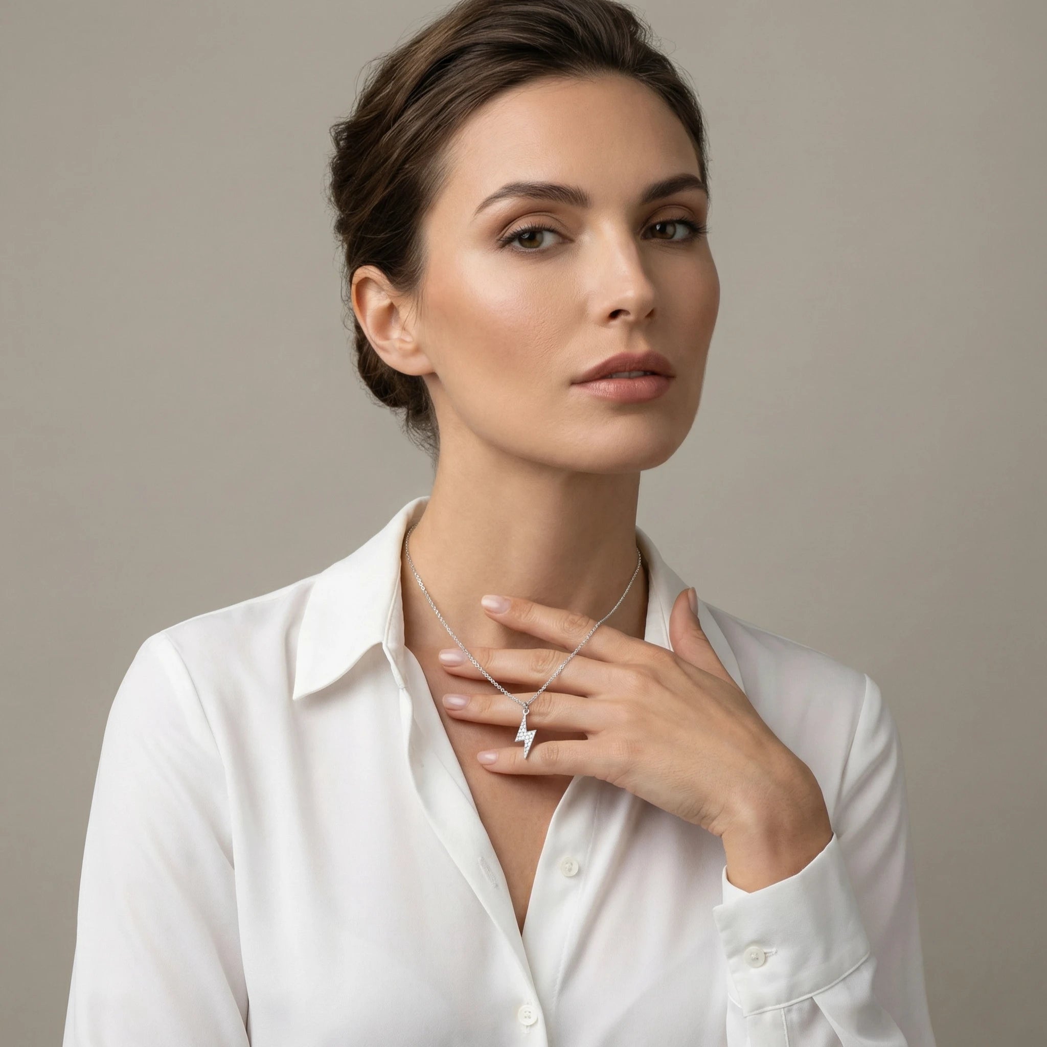 14K White Gold Lightning Diamond Pendant