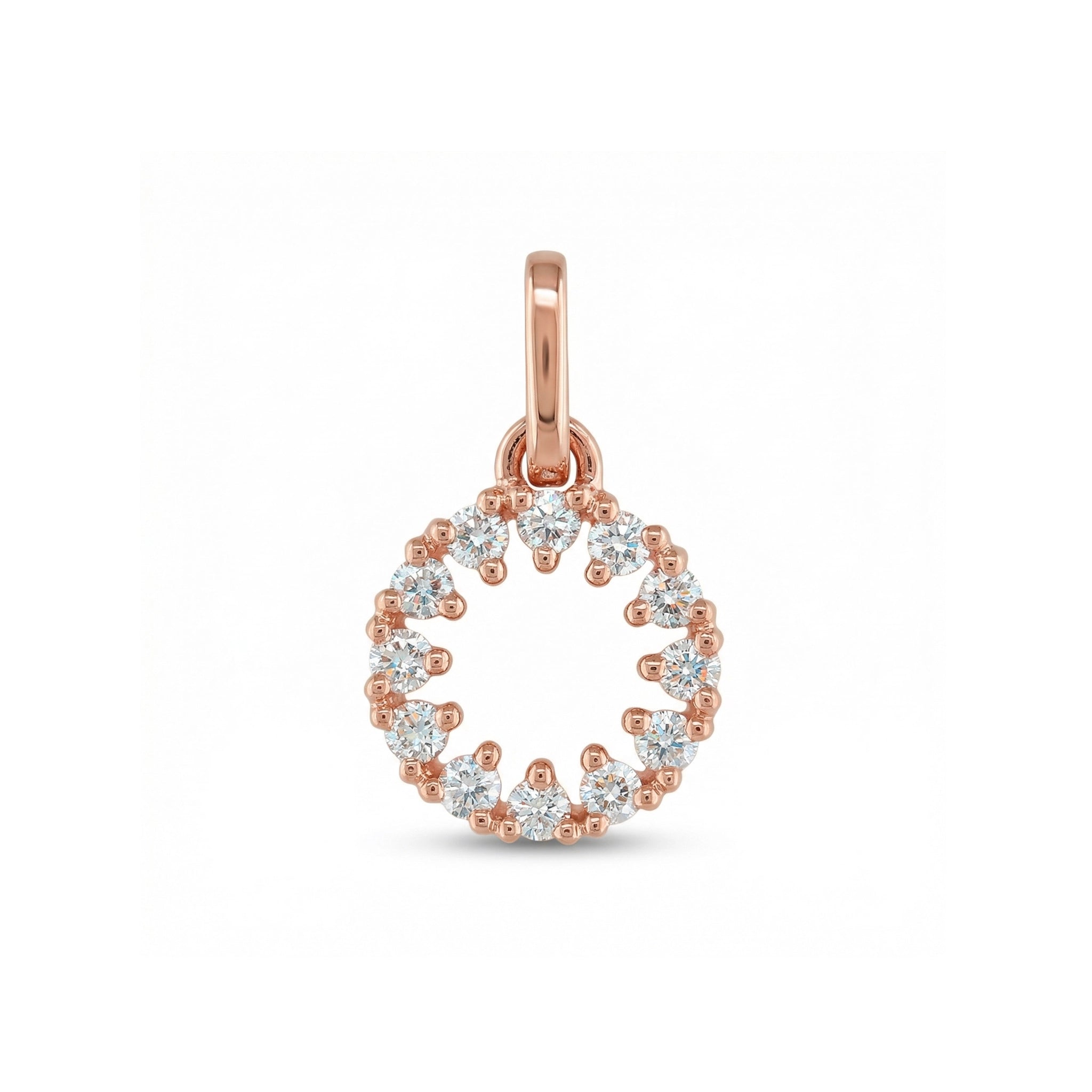 BeBling 14K Yellow Gold Diamond Halo Pendant front view - rose gold