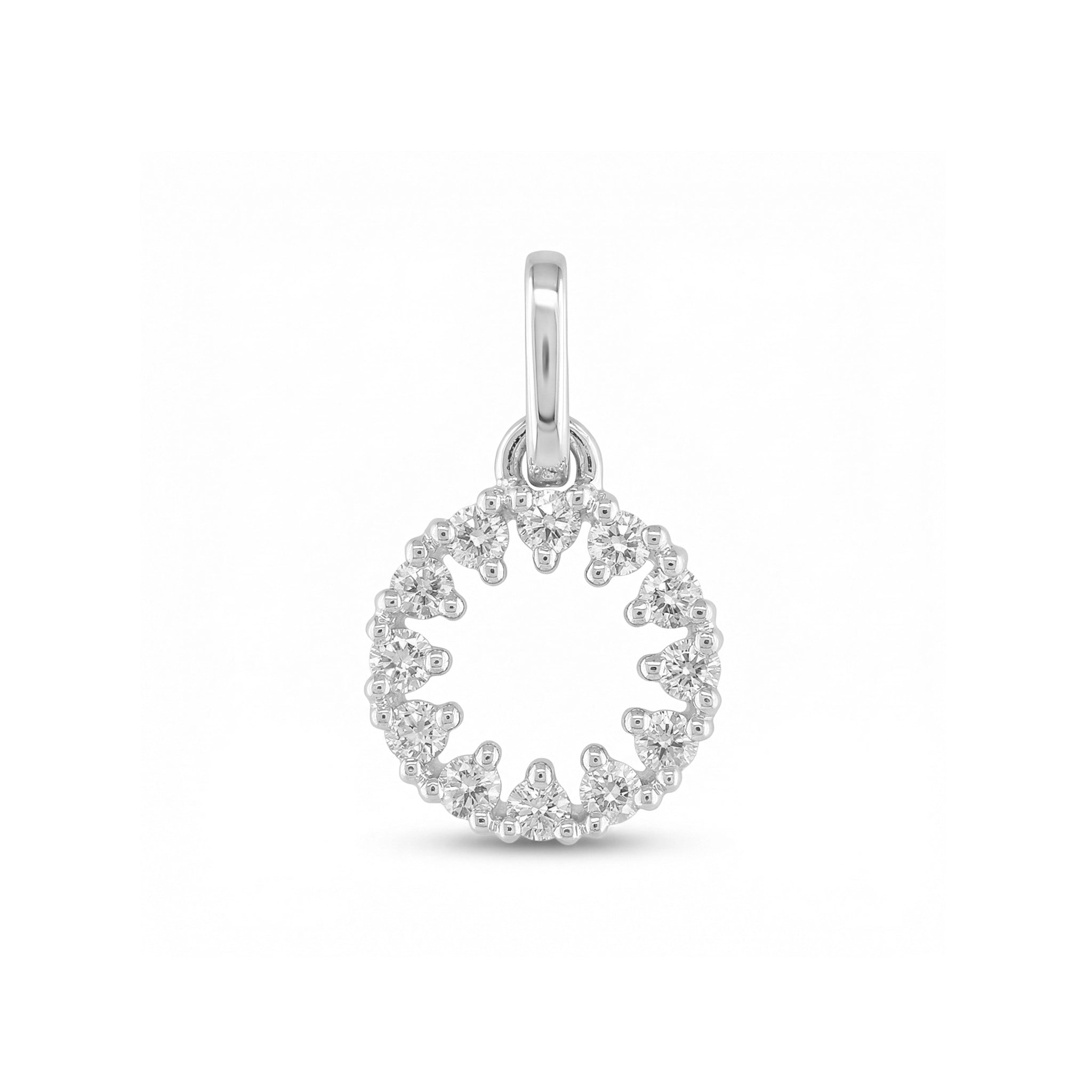 BeBling 14K Yellow Gold Diamond Halo Pendant front view - white gold