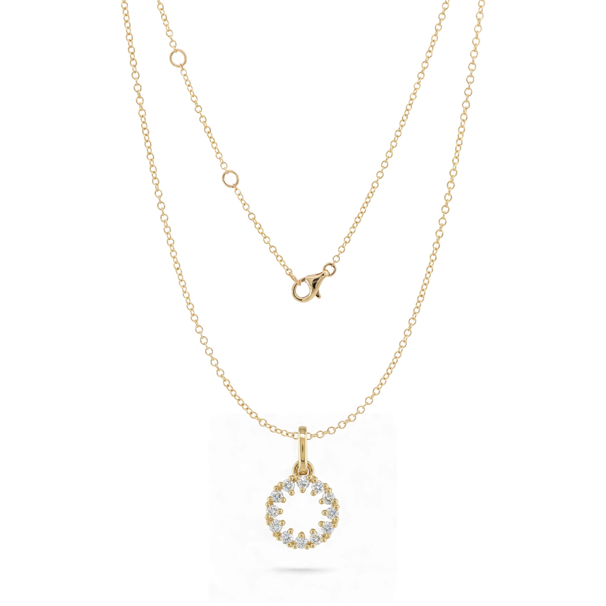 BeBling 14K Yellow Gold Diamond Halo Pendant Necklace front view