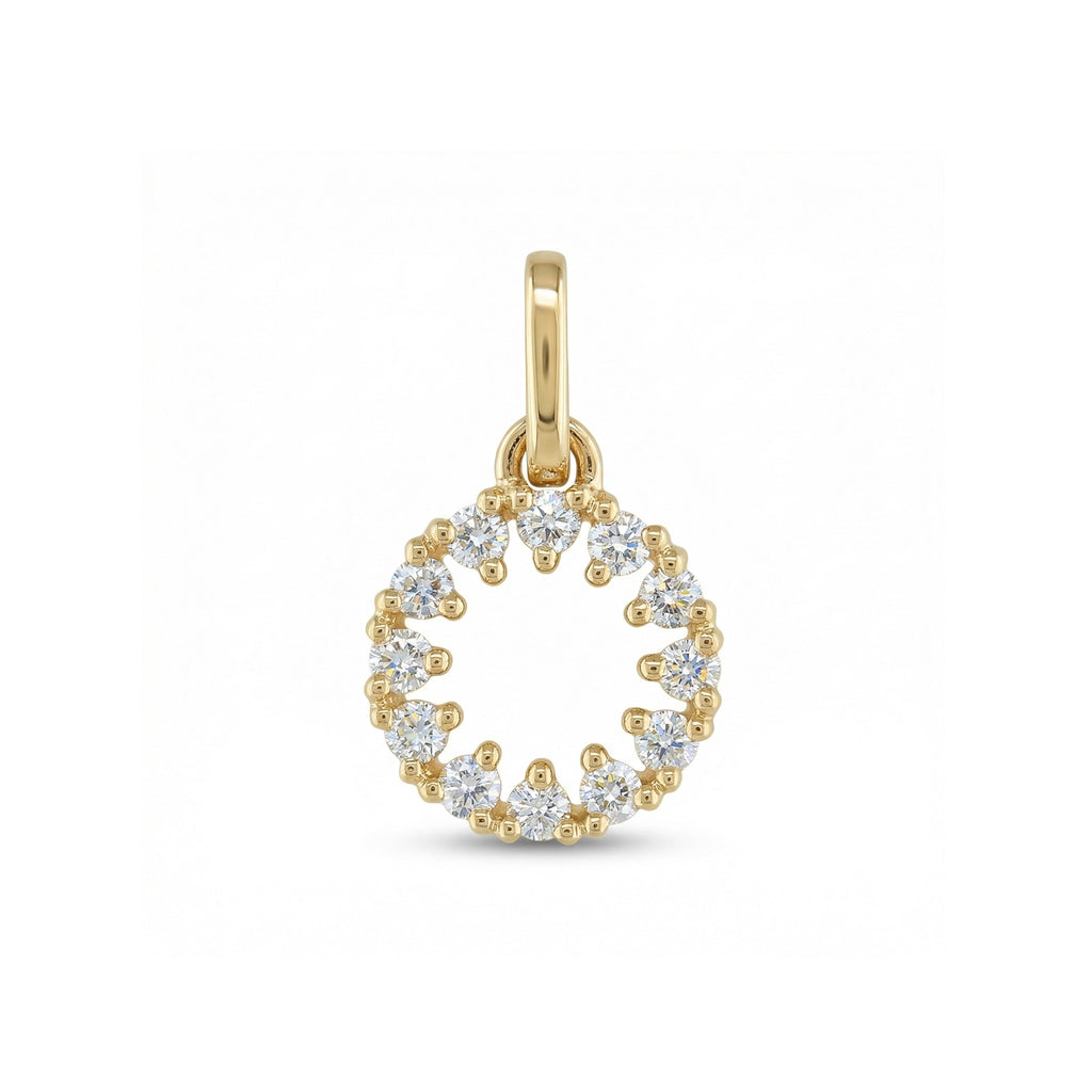 BeBling 14K Yellow Gold Diamond Halo Pendant front view