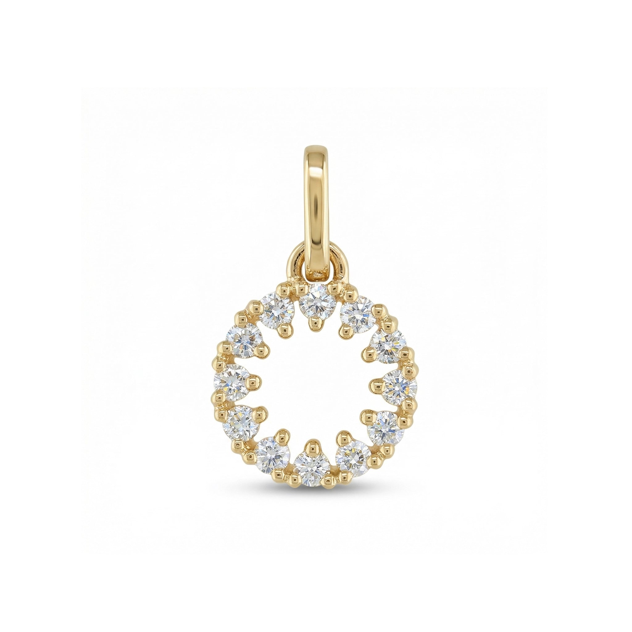 BeBling 14K Yellow Gold Diamond Halo Pendant front view