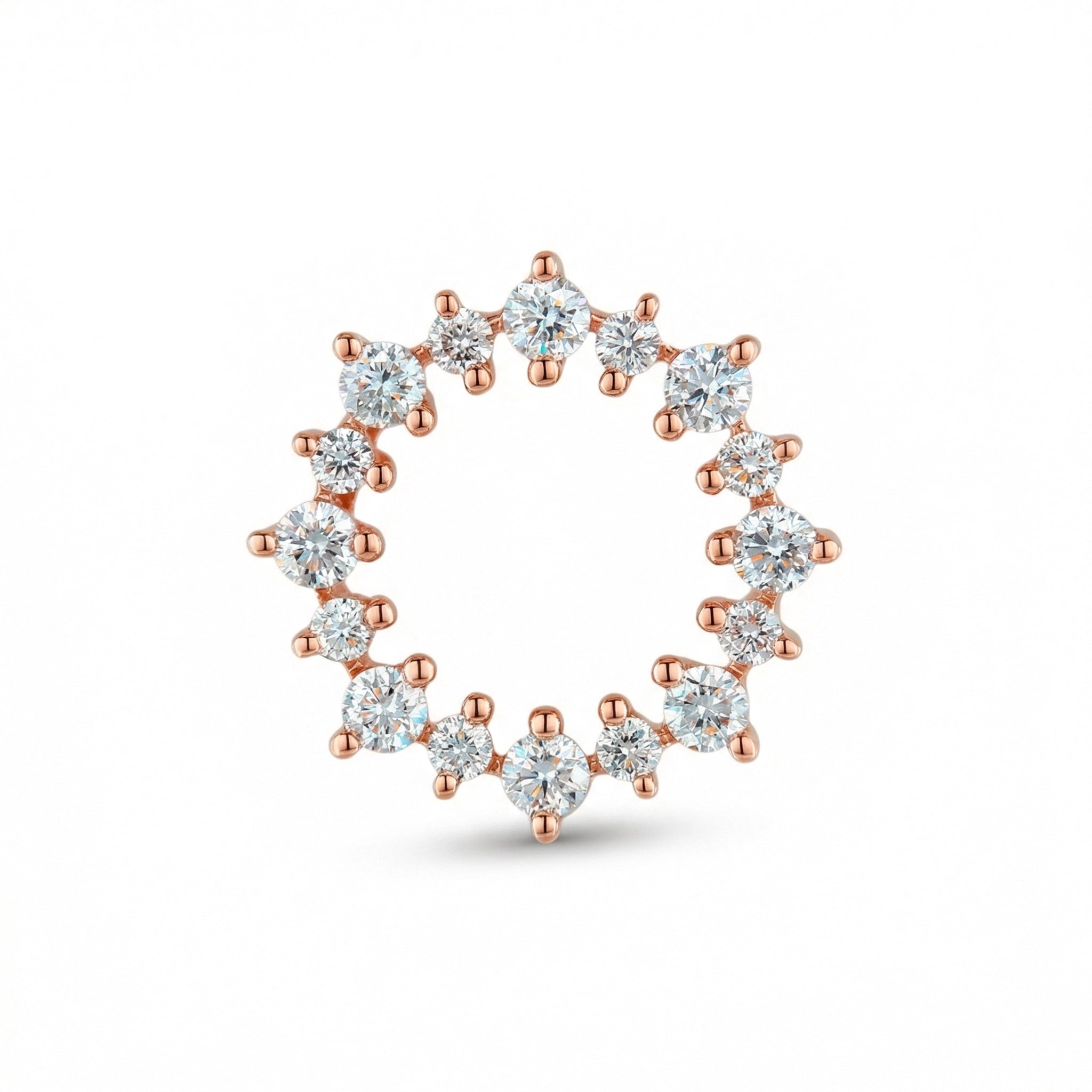 BeBling 14K Yellow Gold Diamond Floral Circle Pendant - front view - rose gold