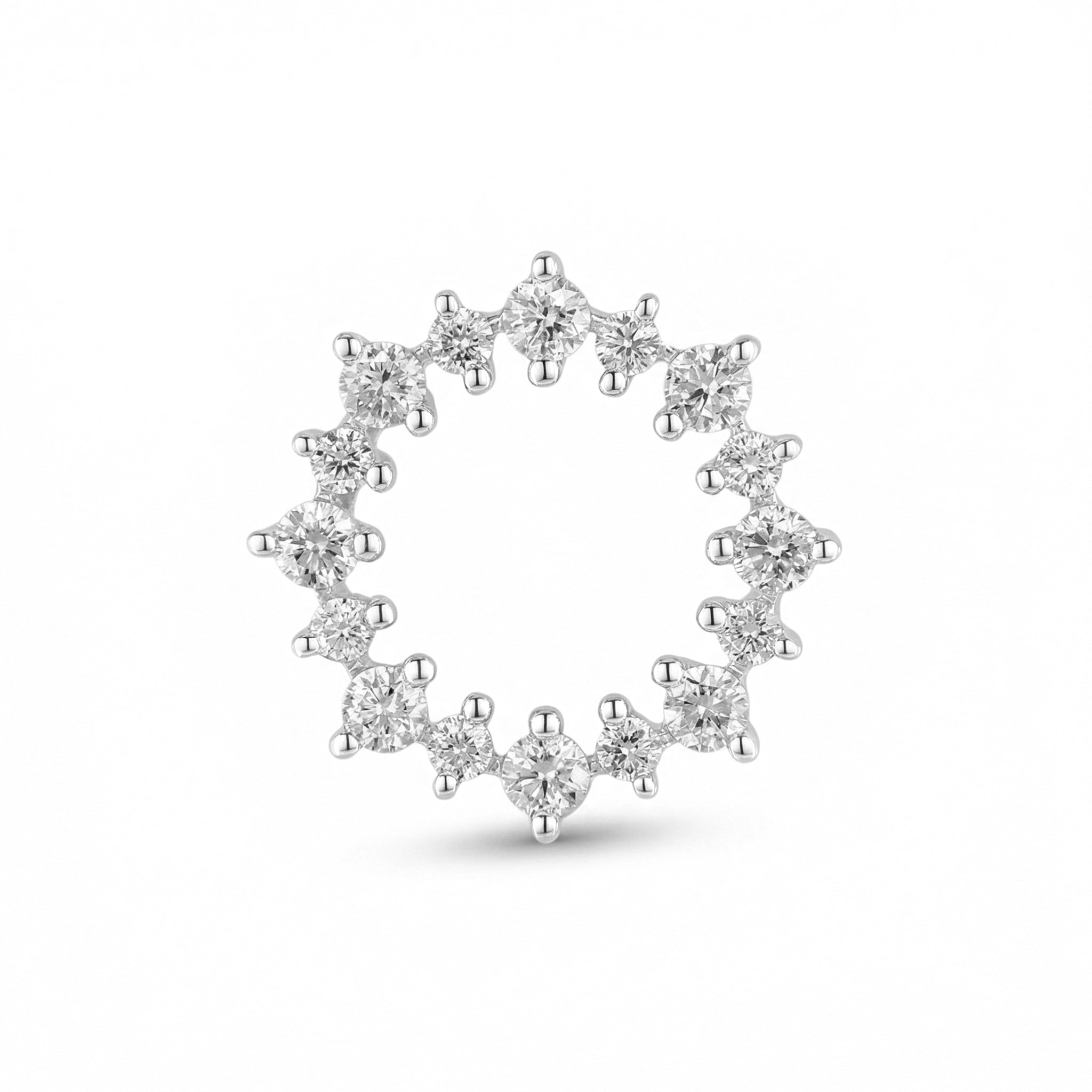 BeBling 14K Yellow Gold Diamond Floral Circle Pendant - front view - white gold