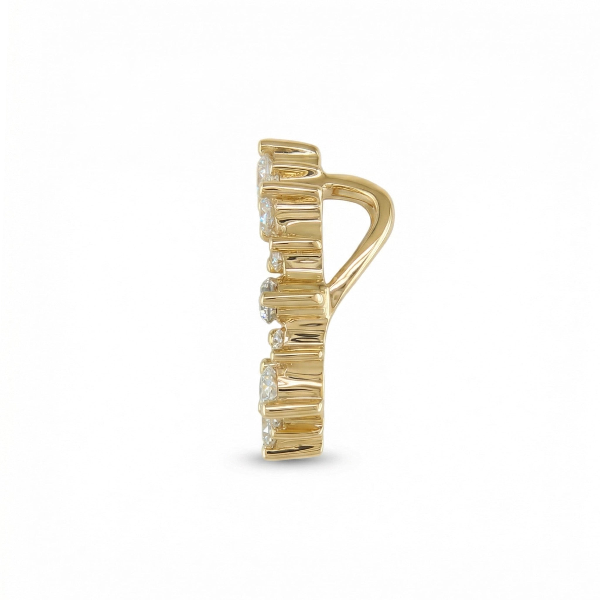 BeBling 14K Yellow Gold Diamond Floral Circle Pendant - side view