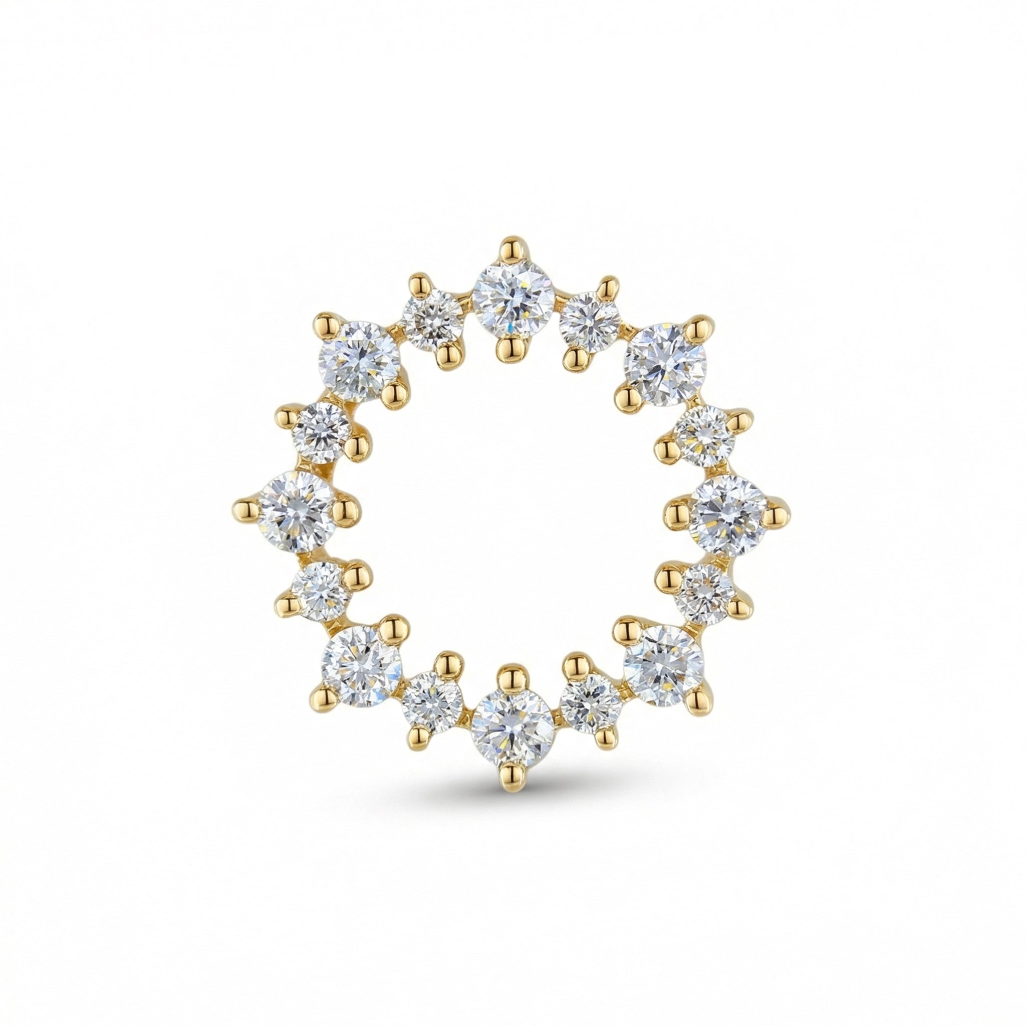 BeBling 14K Yellow Gold Diamond Floral Circle Pendant - front view