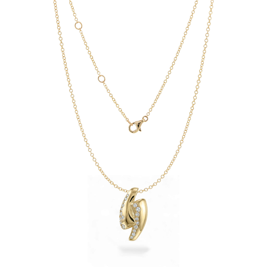 14K Yellow Gold Diamond Flush Bypass Pendant