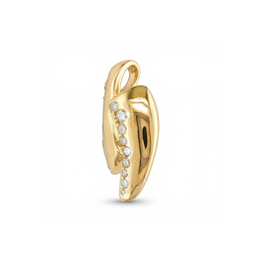 14K Yellow Gold Diamond Flush Bypass Pendant - Side View