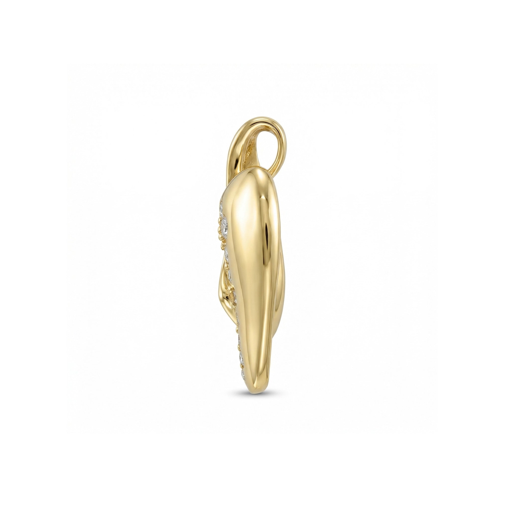 14K Yellow Gold Diamond Flush Bypass Pendant - Side View