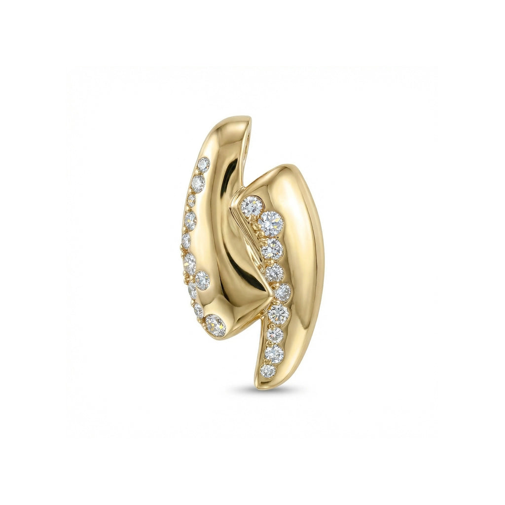 14K Yellow Gold Diamond Flush Bypass Pendant - Front View