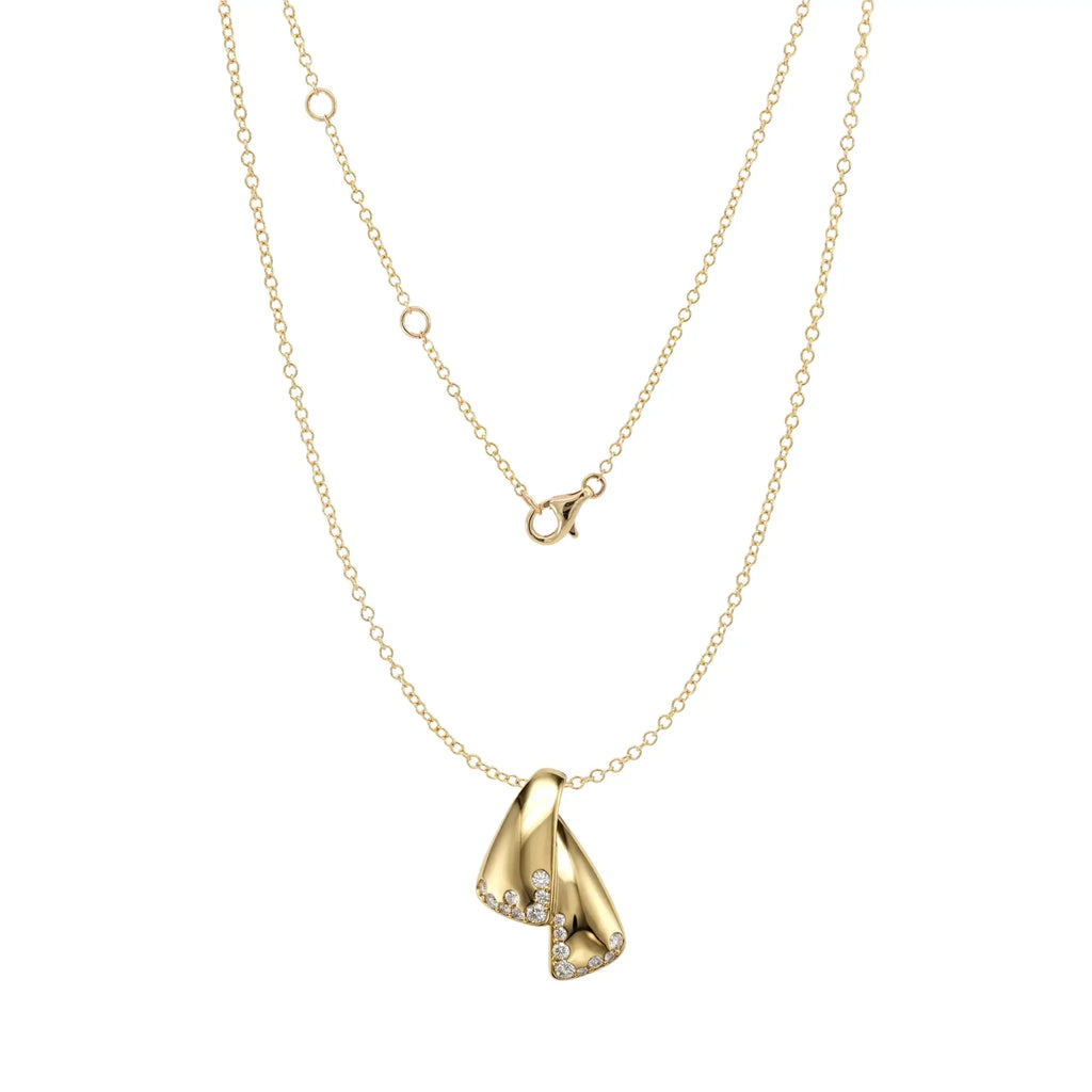 14K Yellow Gold Diamond Strada Pendant Necklace- Front View