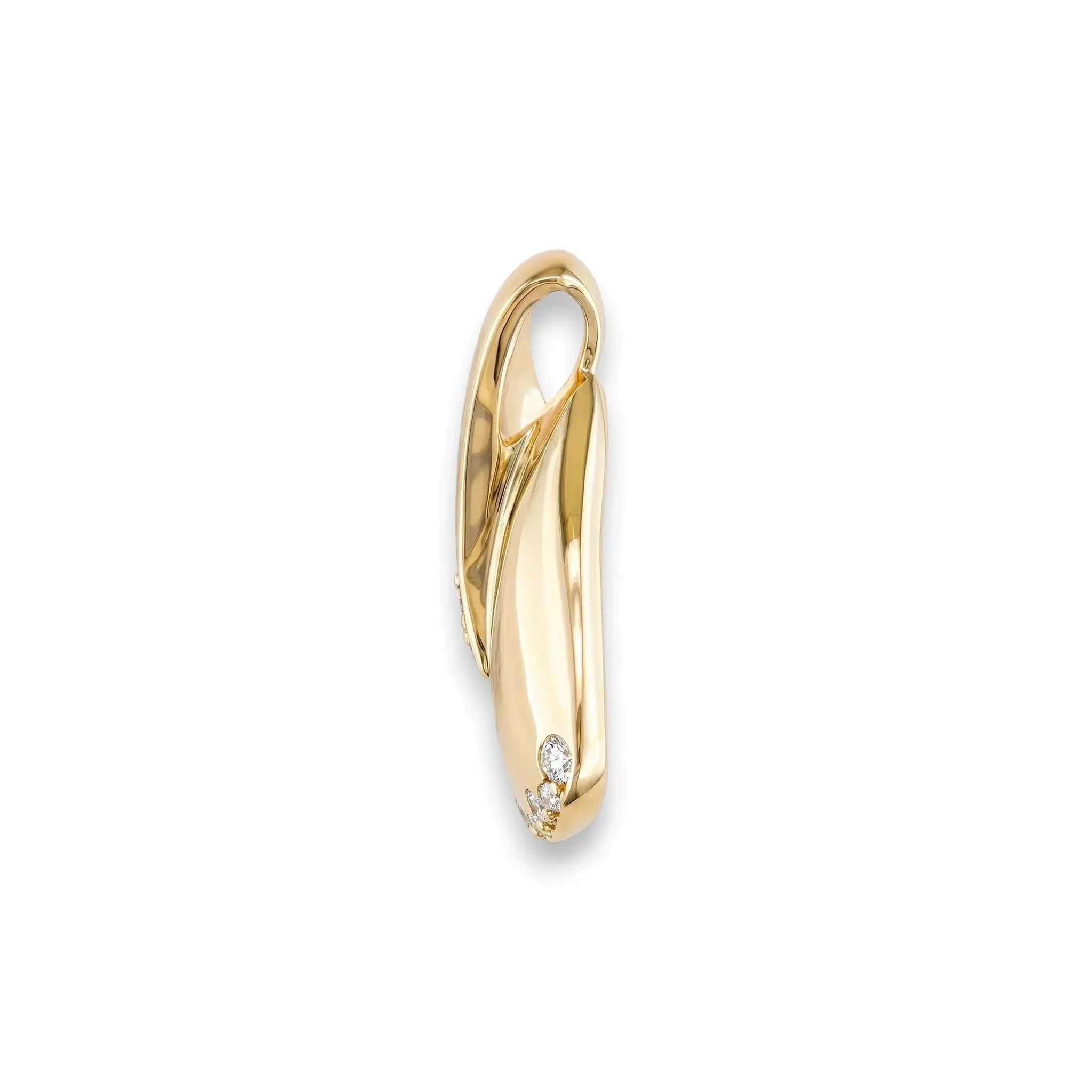 14K Yellow Gold Diamond Strada Pendant - Side View 2