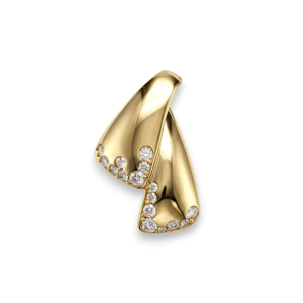 14K Yellow Gold Diamond Strada Pendant - Front View