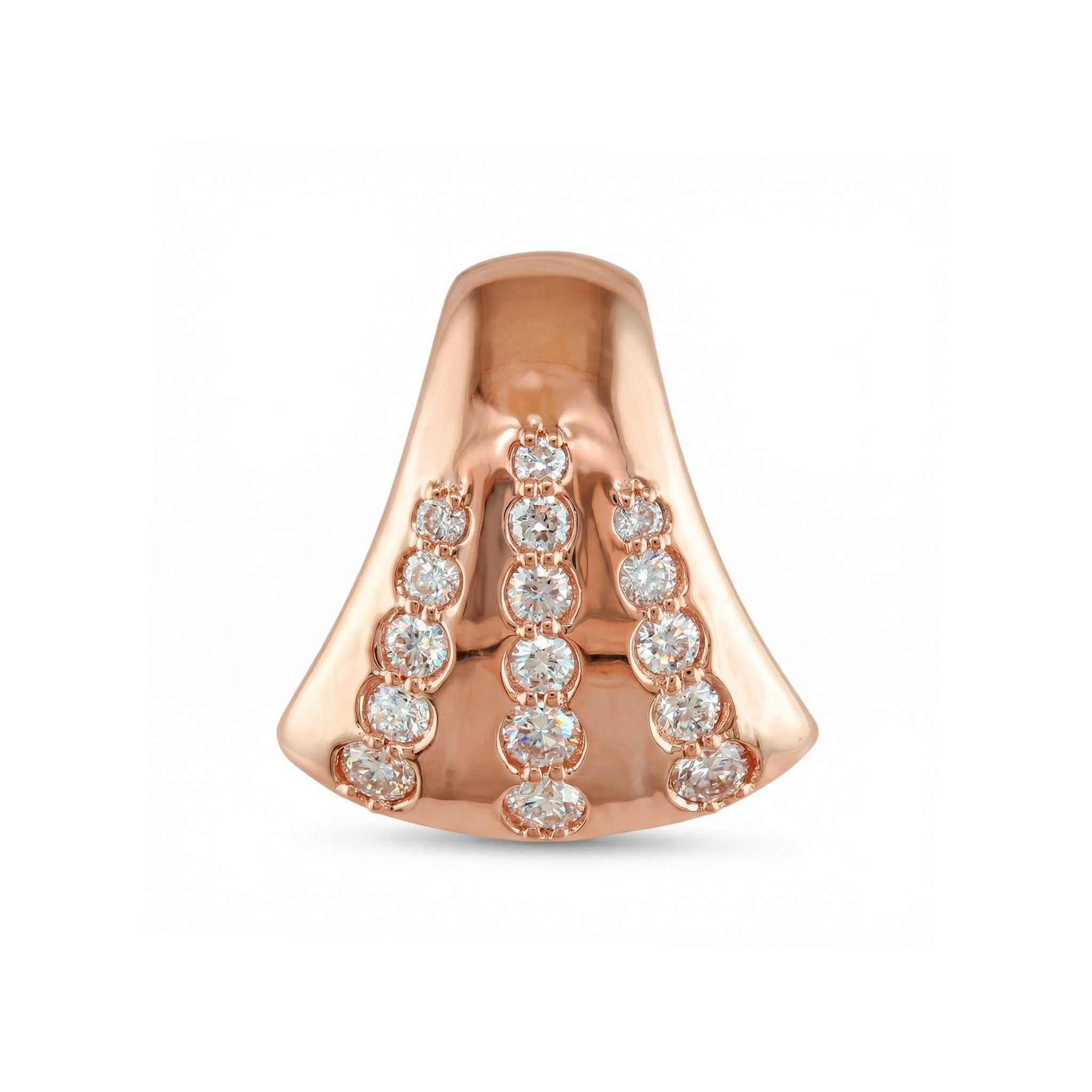 BeBling 14K Yellow Gold 3 Row Diamond Dress Pendant front view - rose gold