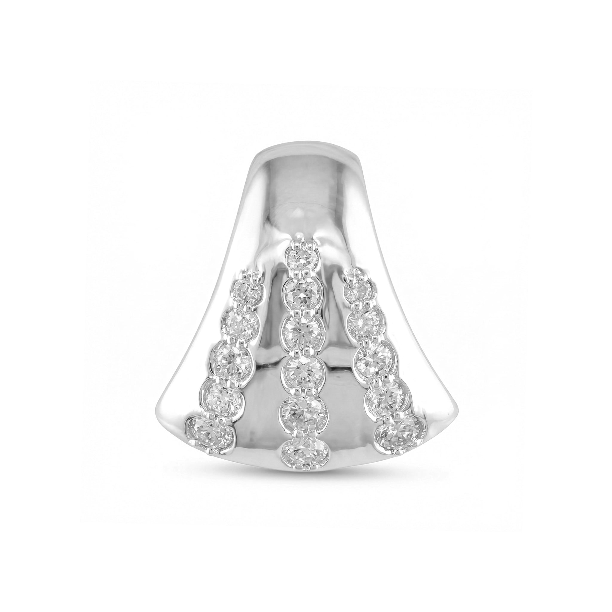 BeBling 14K Yellow Gold 3 Row Diamond Dress Pendant front view - white gold