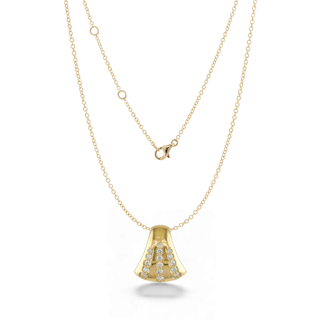 BeBling 14K Yellow Gold 3 Row Diamond Dress Pendant Necklace - front view