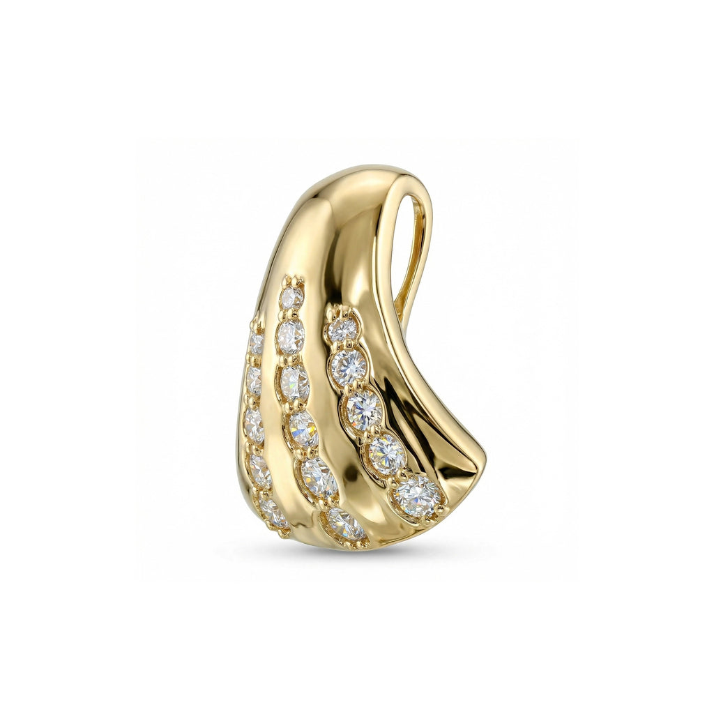 BeBling 14K Yellow Gold 3 Row Diamond Dress Pendant side view