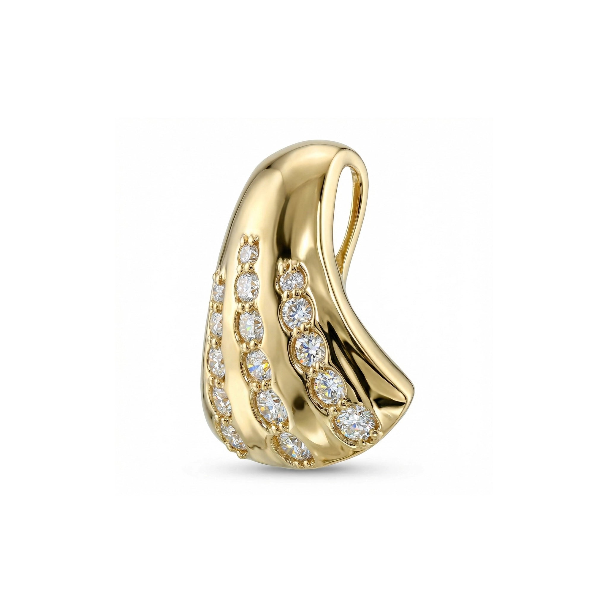 BeBling 14K Yellow Gold 3 Row Diamond Dress Pendant side view