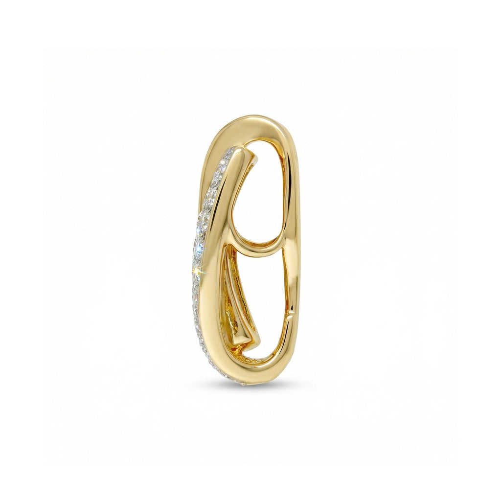 BeBling 14K Two-Tone Gold 3 Row Diamond Bypass Pendant side view