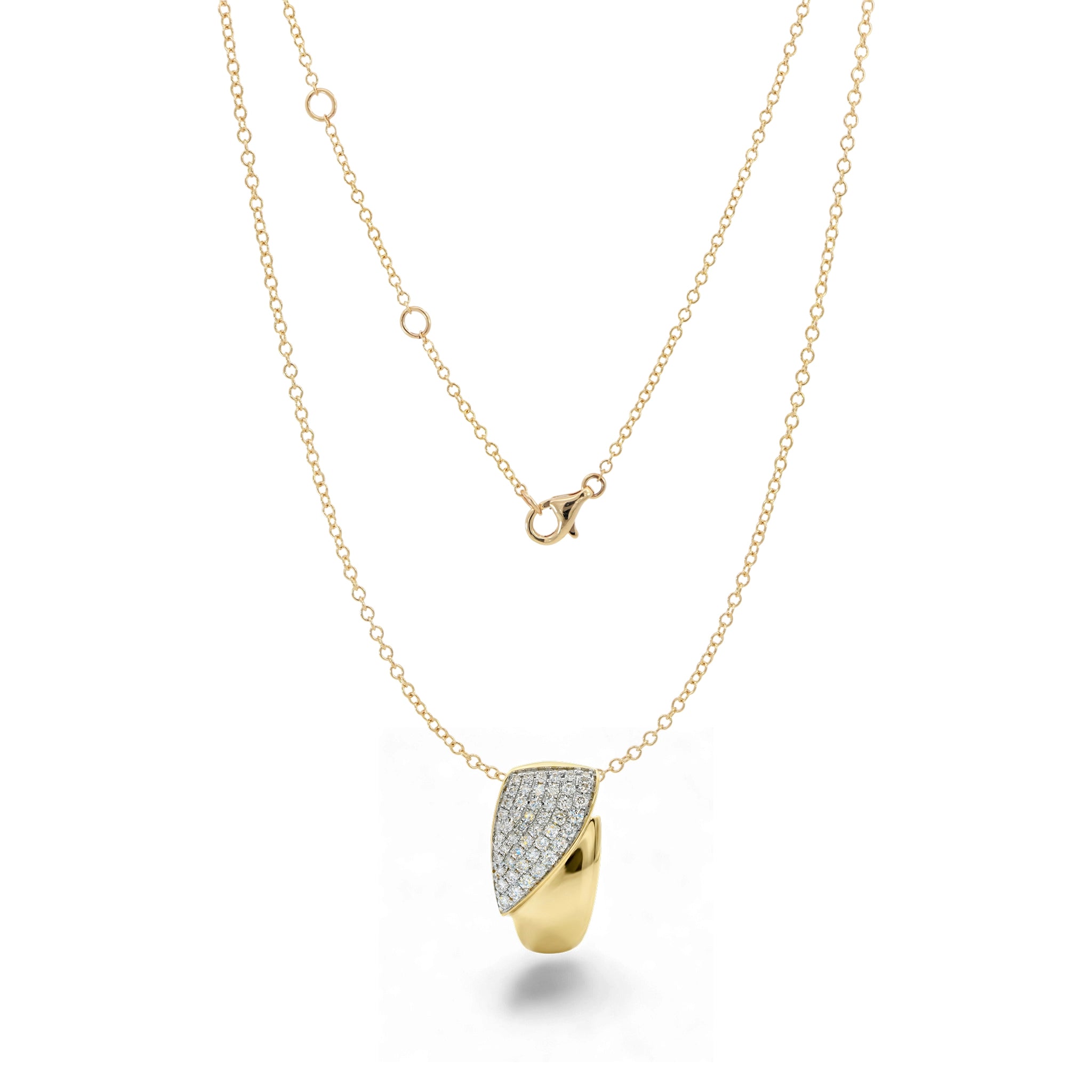 BeBling 14K Two-Tone Gold Diamond Pave Bypass Pendant Necklace front view