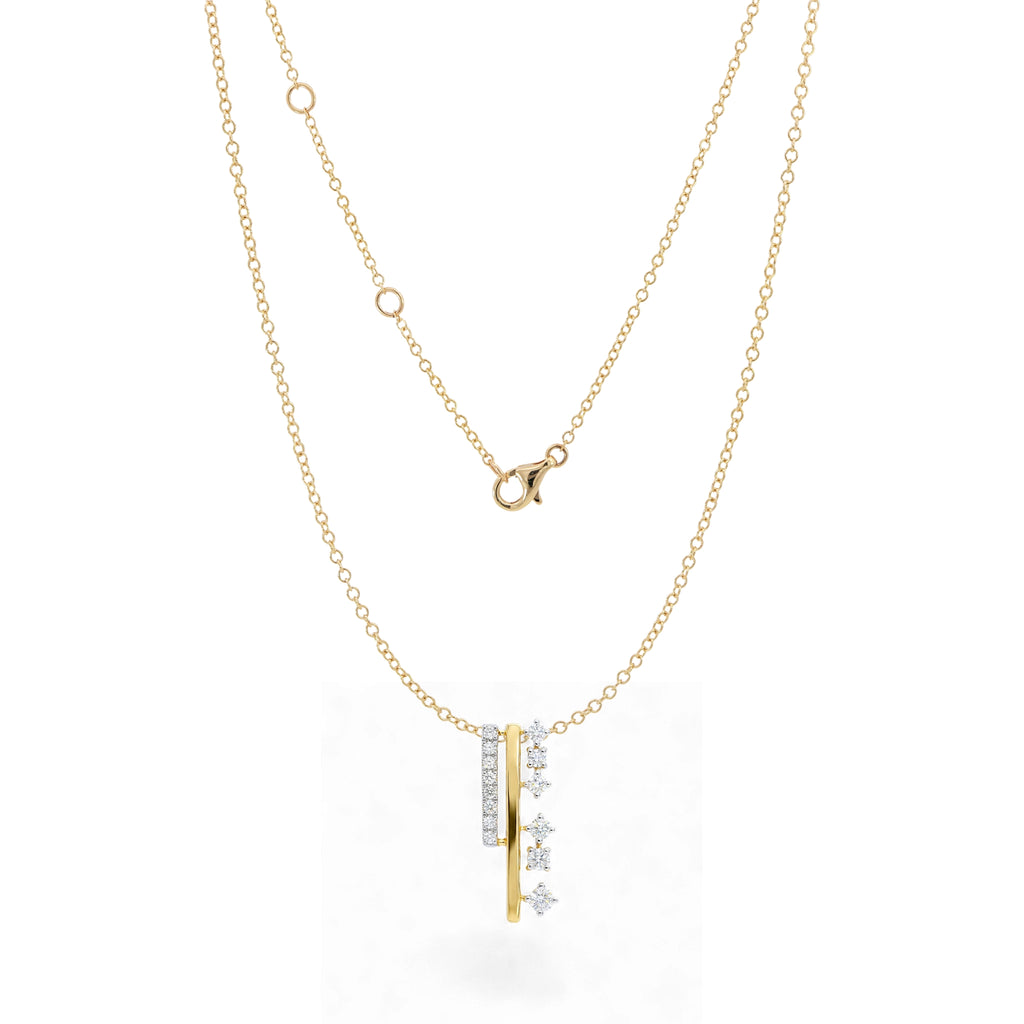 BeBling 14K Two-Tone Gold Diamond Linear Brilliance Bar Pendant Necklace front view