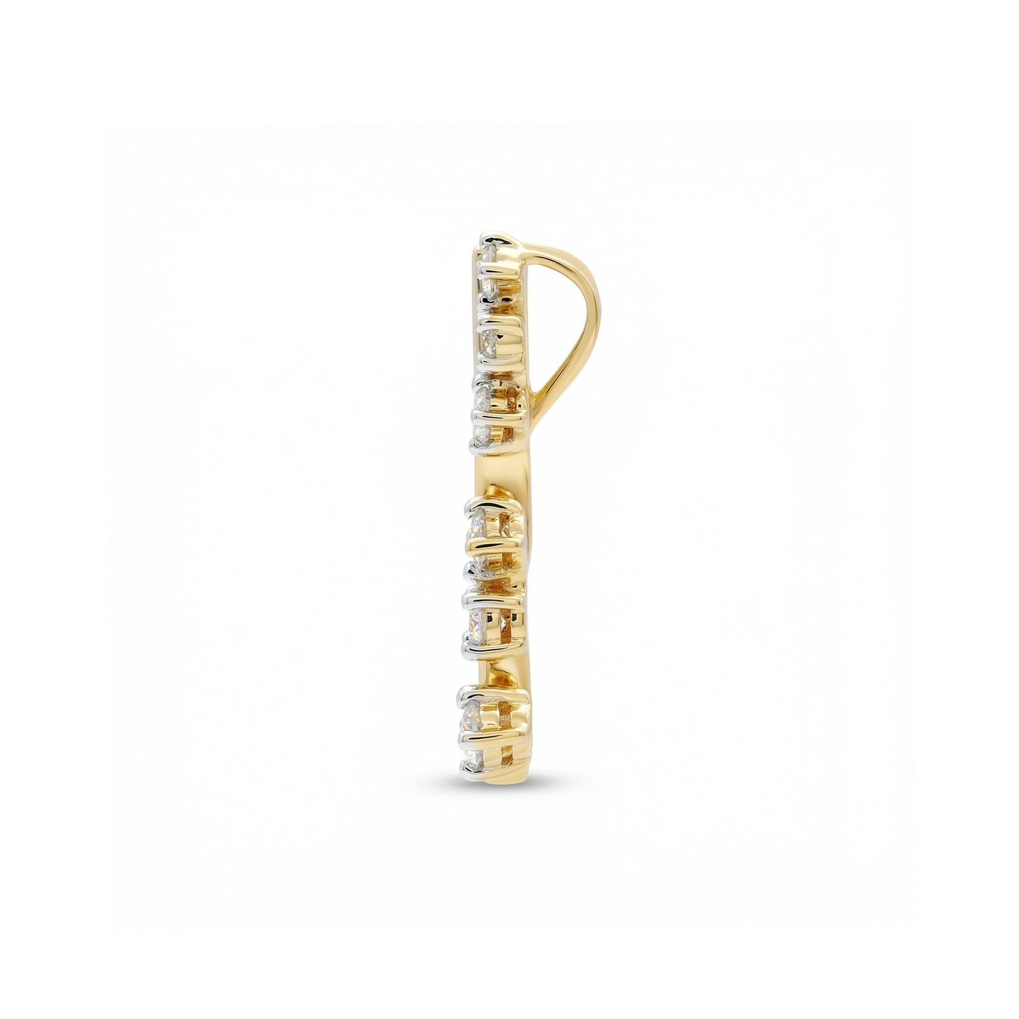 BeBling 14K Two-Tone Gold Diamond Linear Brilliance Bar Pendant side view